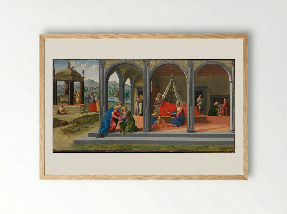 Scenes from the Life of Saint John the Baptist - Francesco Granacci - Framed Print Wood