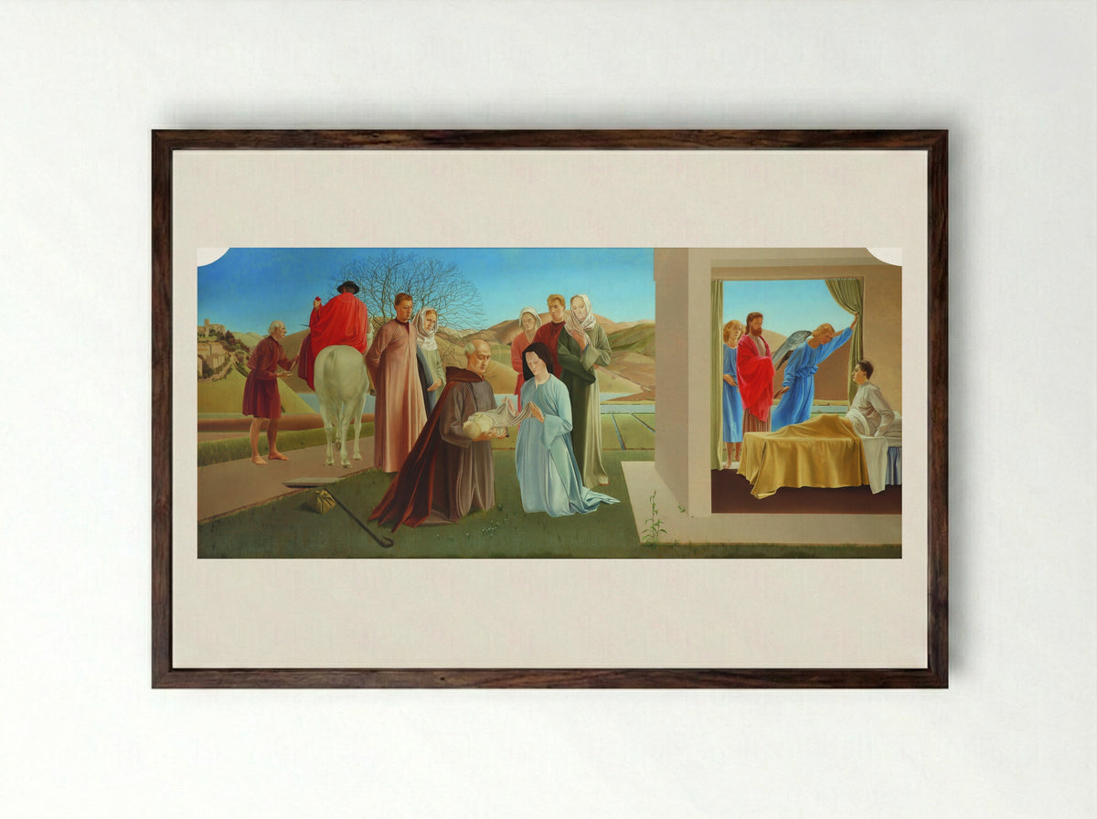 Scenes from the Life of St. Martin of Tours - Winifred Knights - Framed Print Dark Wood