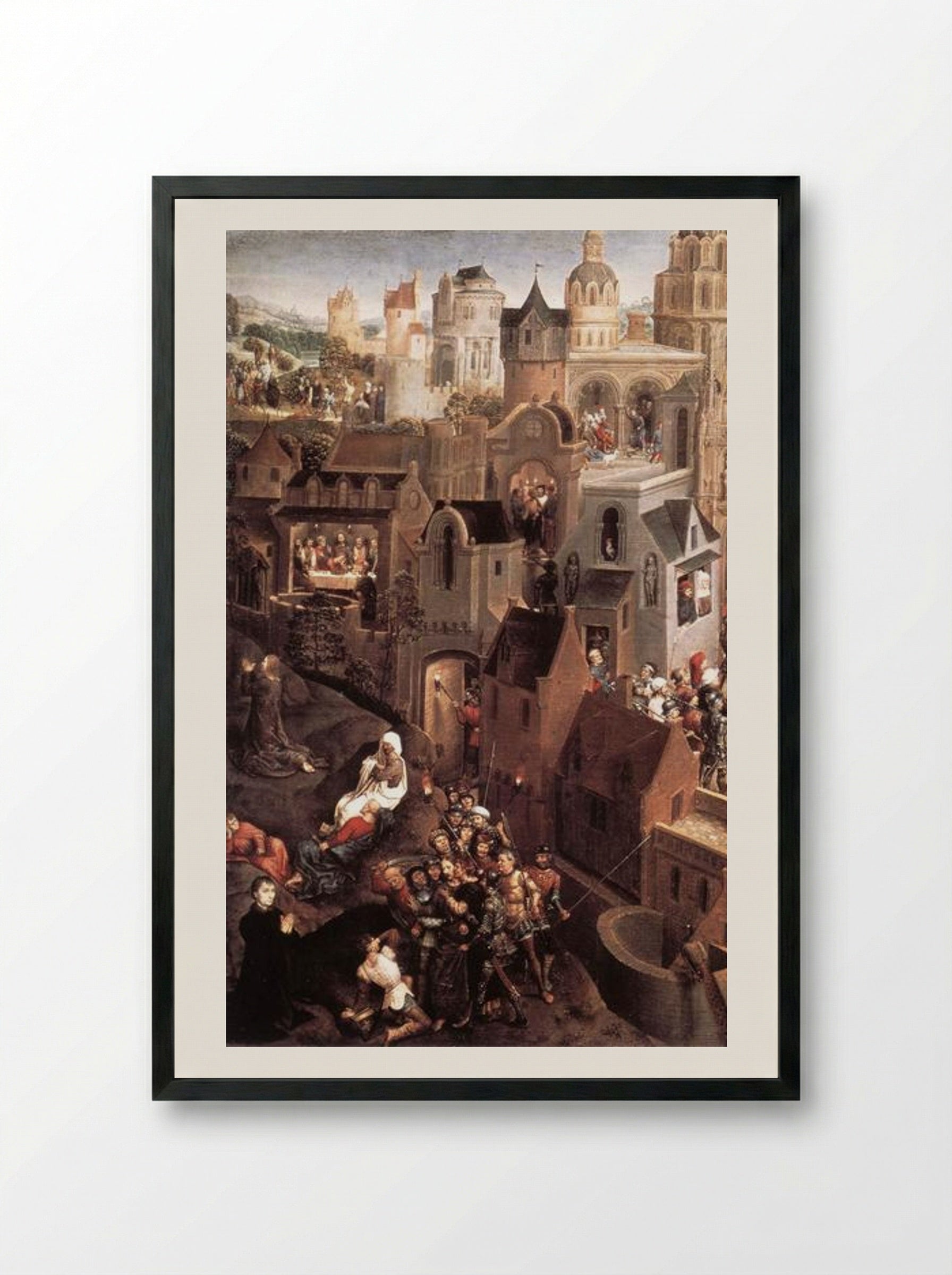 Scenes from the Passion of Christ (left side) - Hans Memling - Framed Print Black