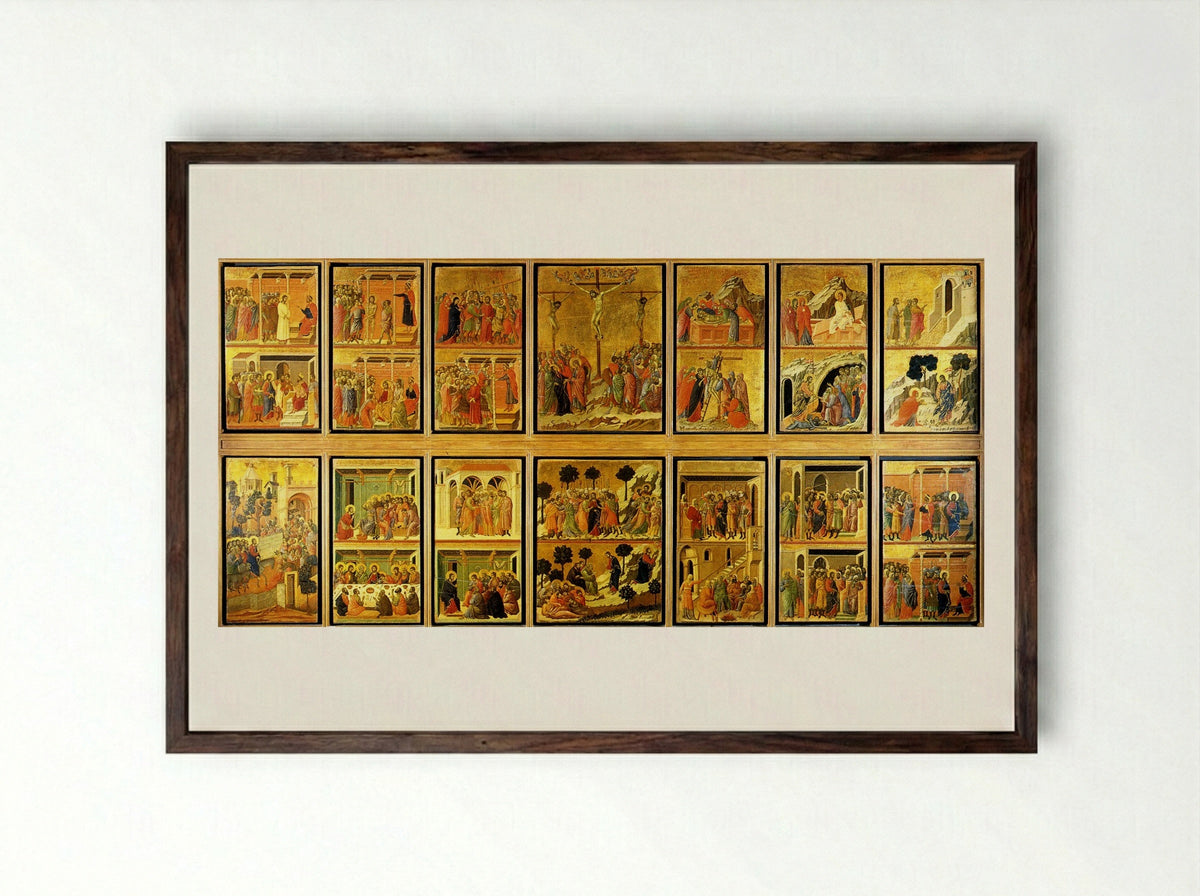 Scenes from the Passion of Christ - Duccio di Buoninsegna - Framed Print Dark Wood