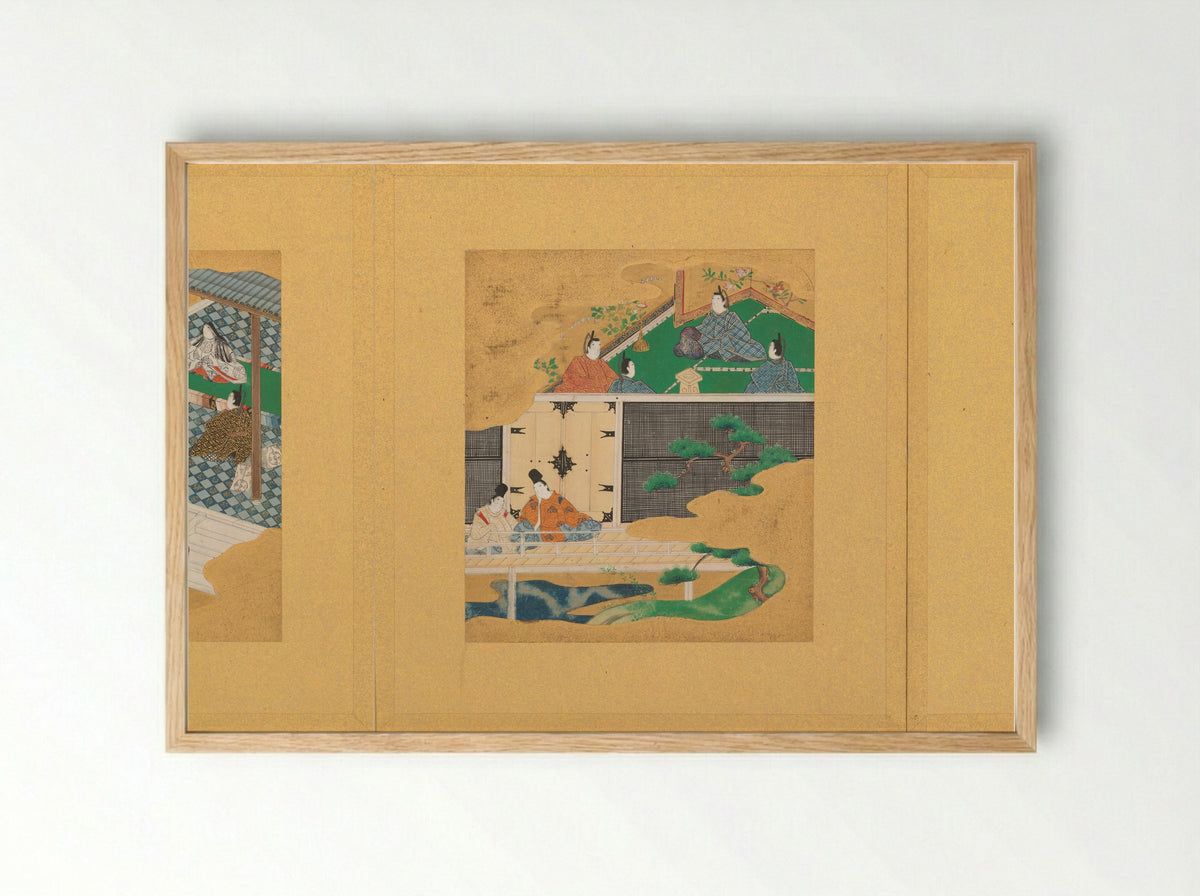 Scenes from the Tale of Genji - Tosa School - Framed Print Wood
