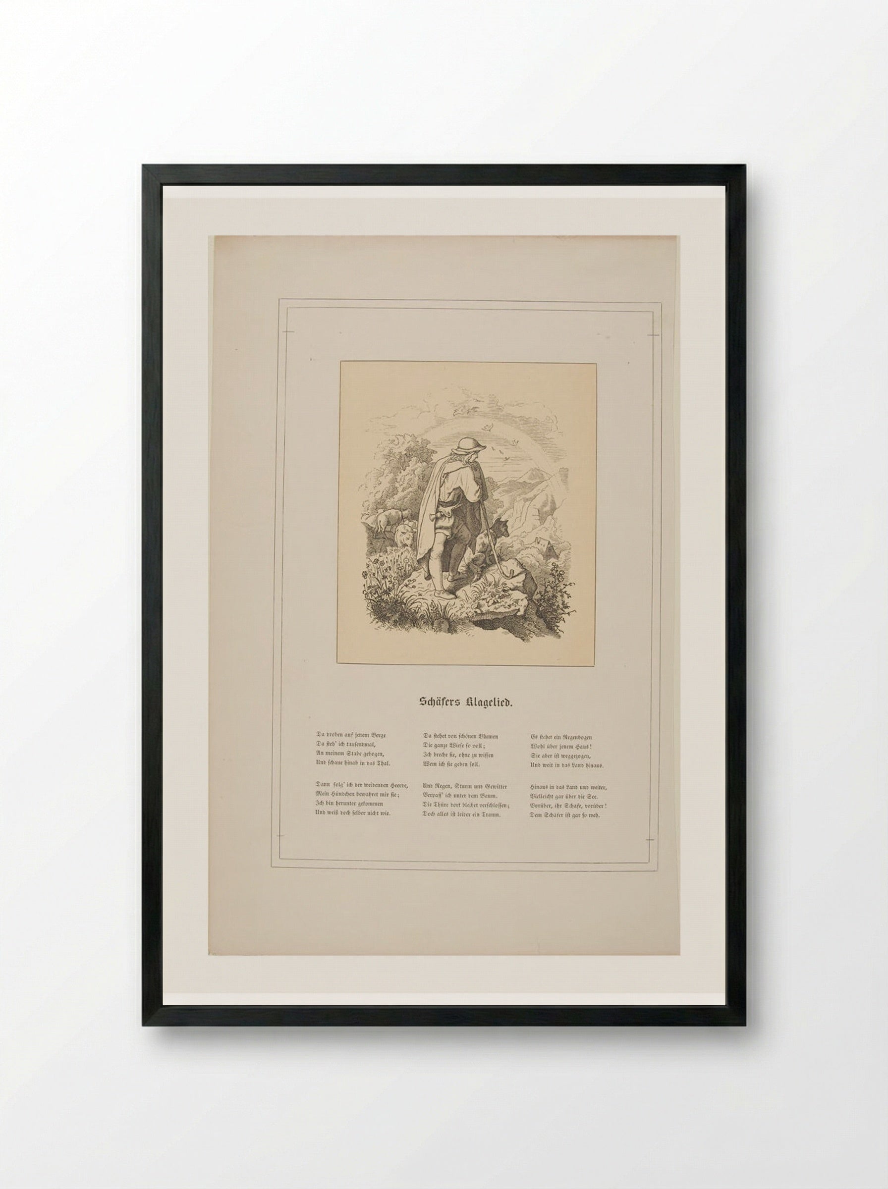 Schäfers Klaglied - Adrian Ludwig Richter - Framed Print Black
