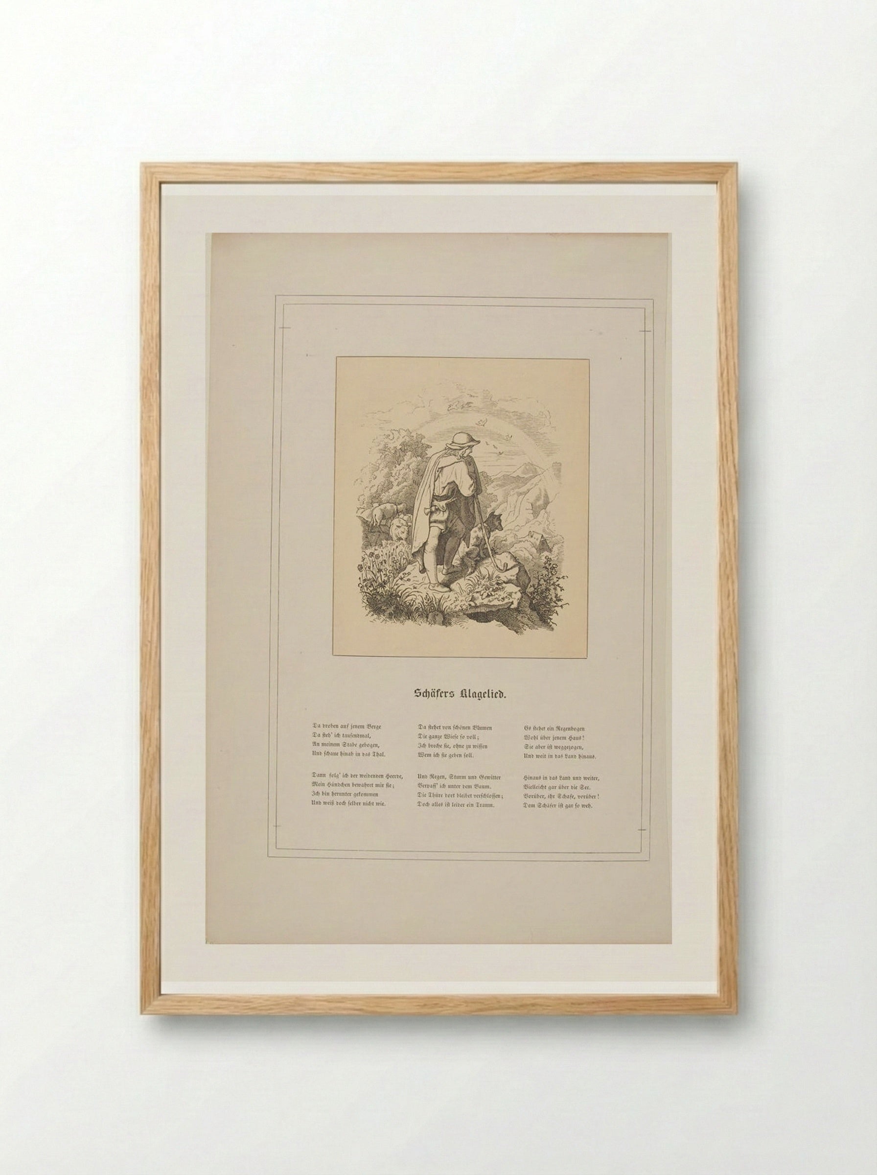 Schäfers Klaglied - Adrian Ludwig Richter - Framed Print Wood