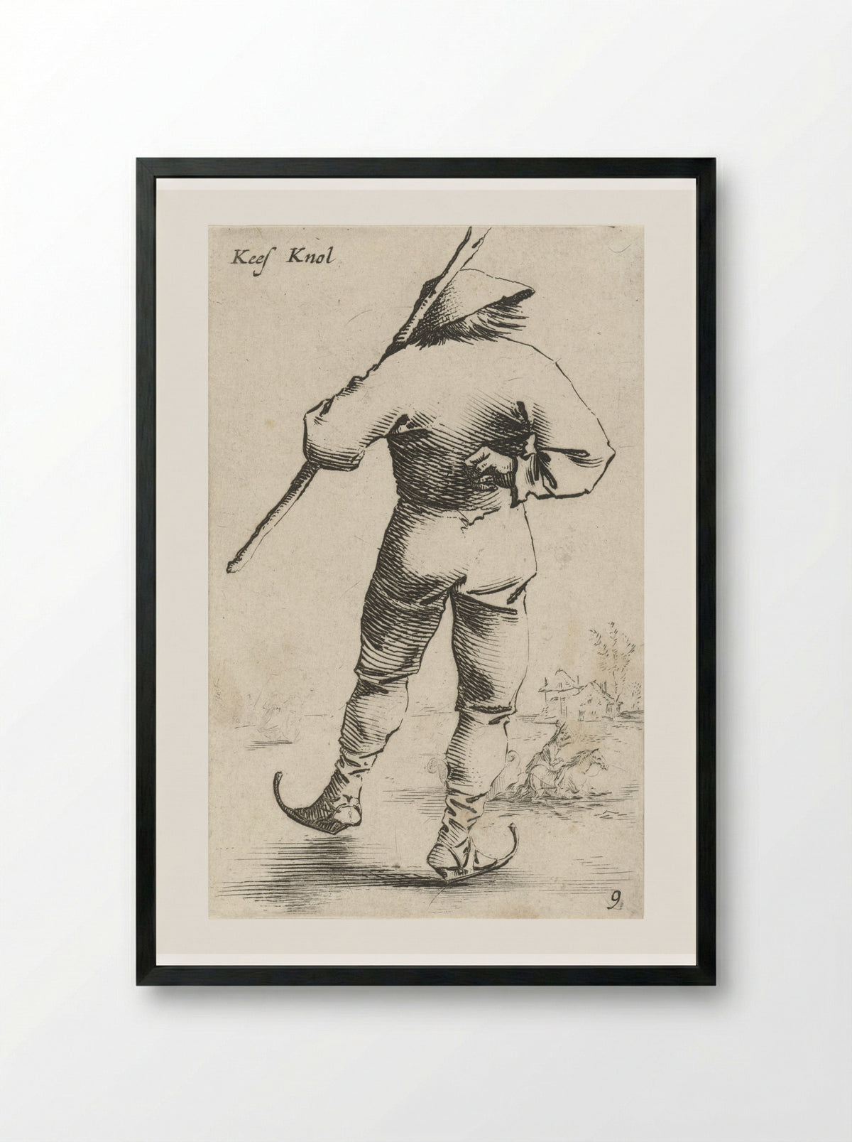 Schaatsende man, van achter gezien - Salomon Savery - Framed Print Black