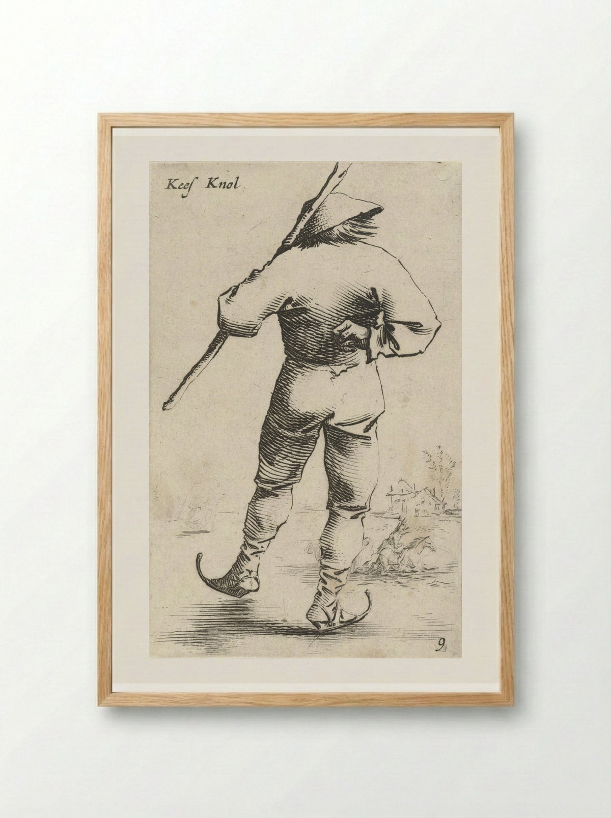 Schaatsende man, van achter gezien - Salomon Savery - Framed Print Wood