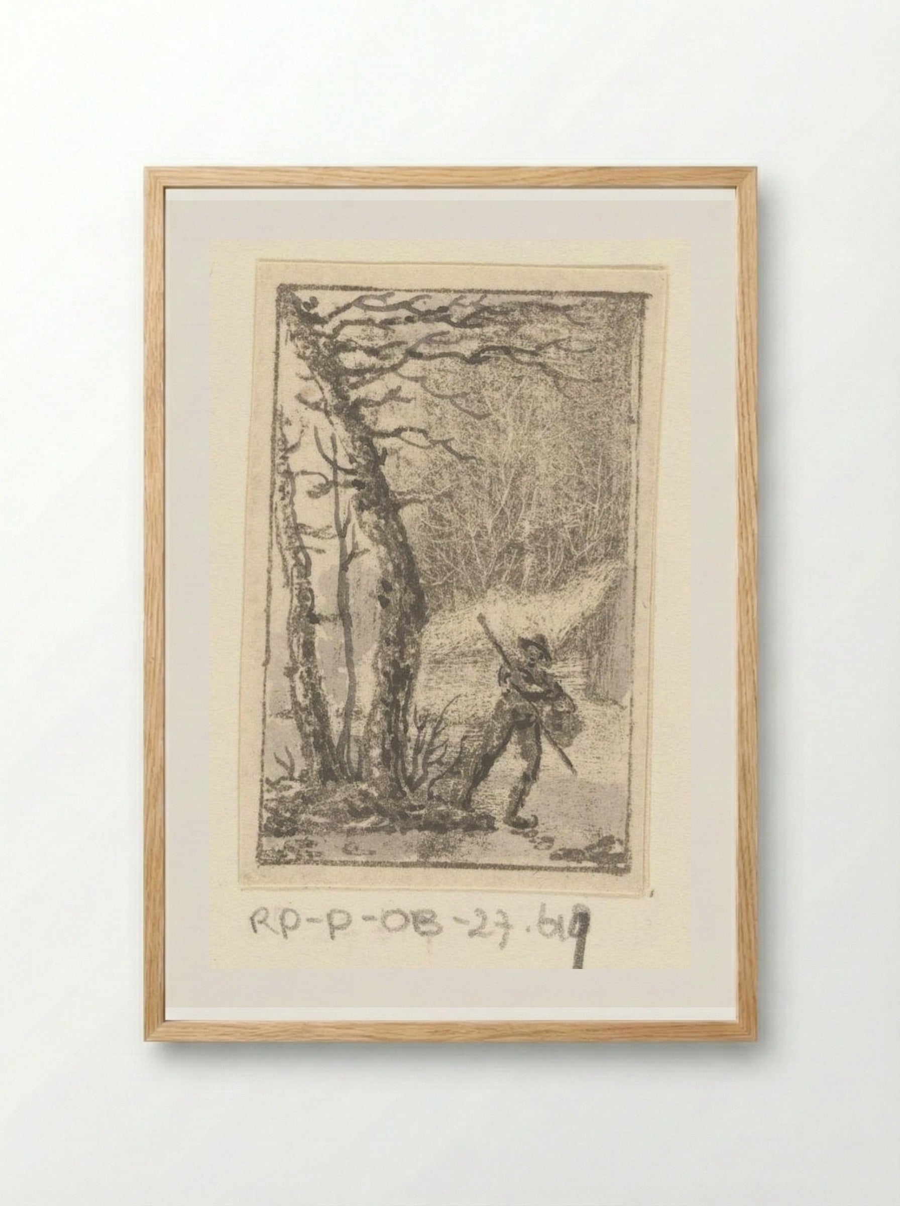 Schaatser in het bos - Pieter Bartholomeusz. Barbiers - Framed Print Wood