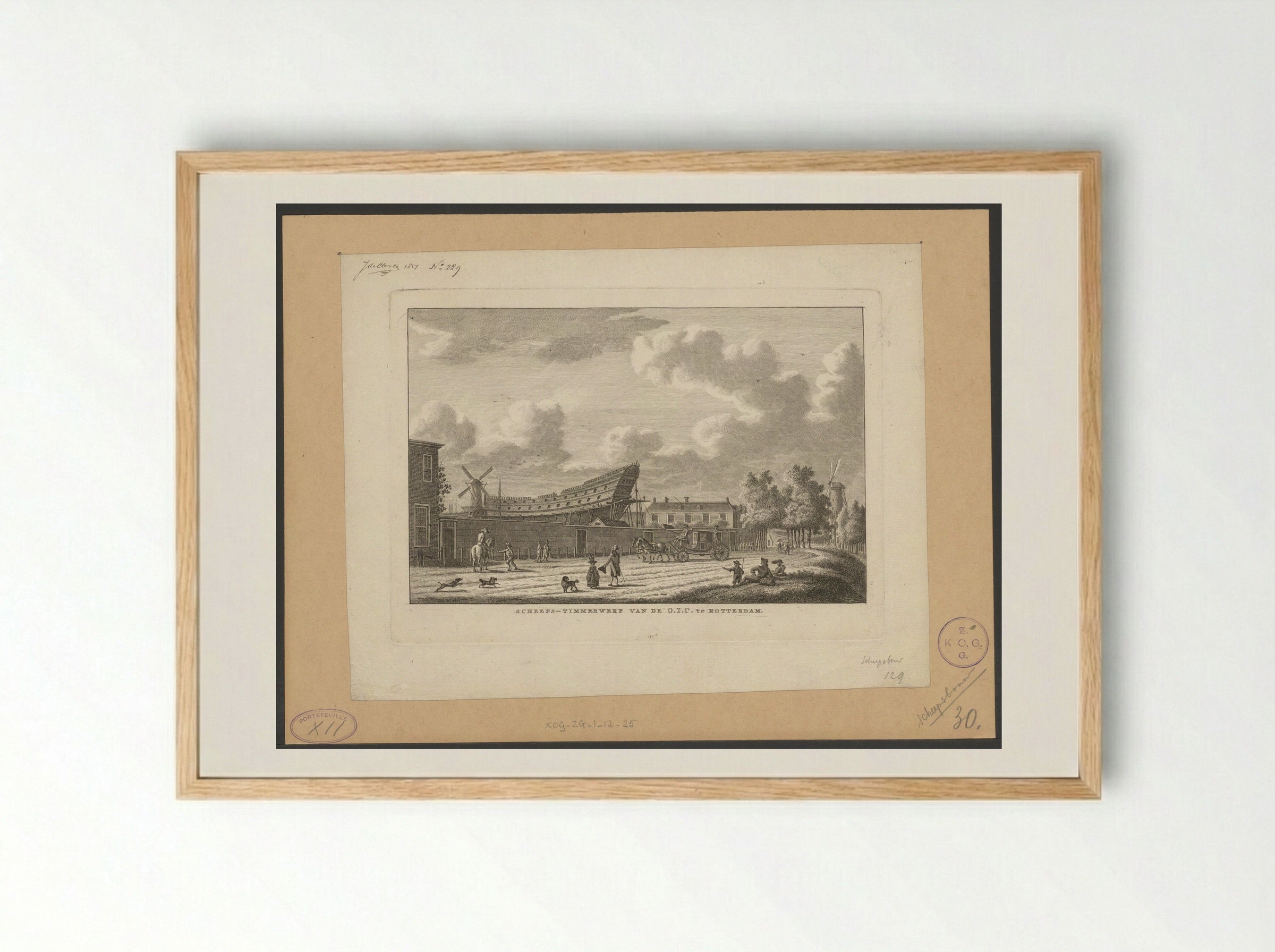 Scheeps-timmerwerf van de O.I.C. te Rotterdam - Carel Frederik Bendorp (I) - Framed Print Wood
