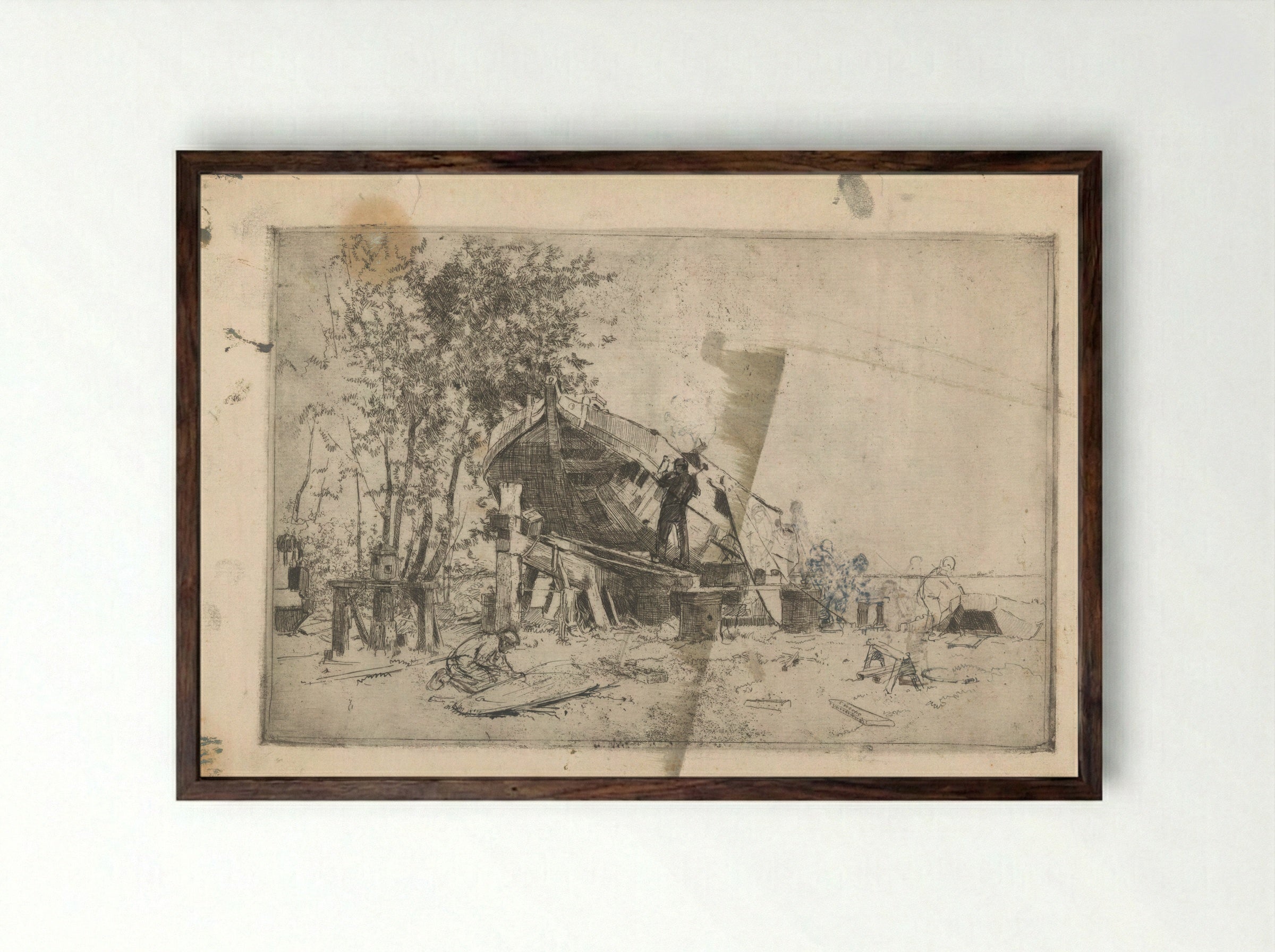 Scheepswerf - Cornelis Vreedenburgh - Framed Print Dark Wood