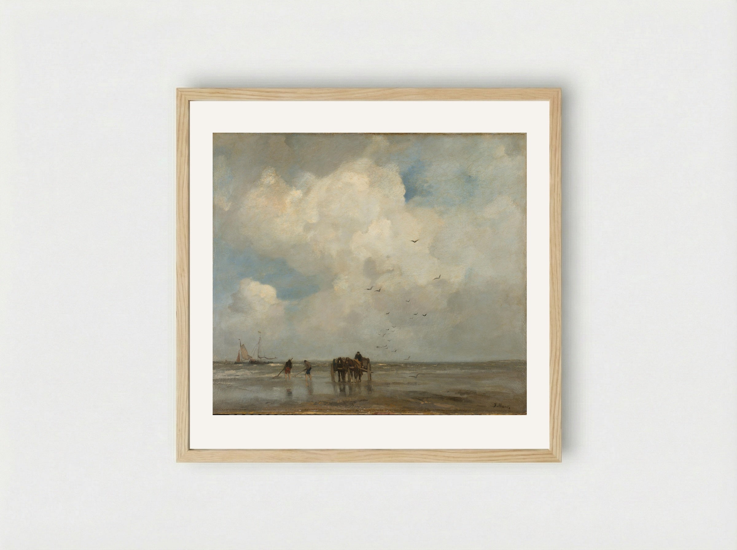 Schelpenvissers - Jacob Maris - Framed Print Wood