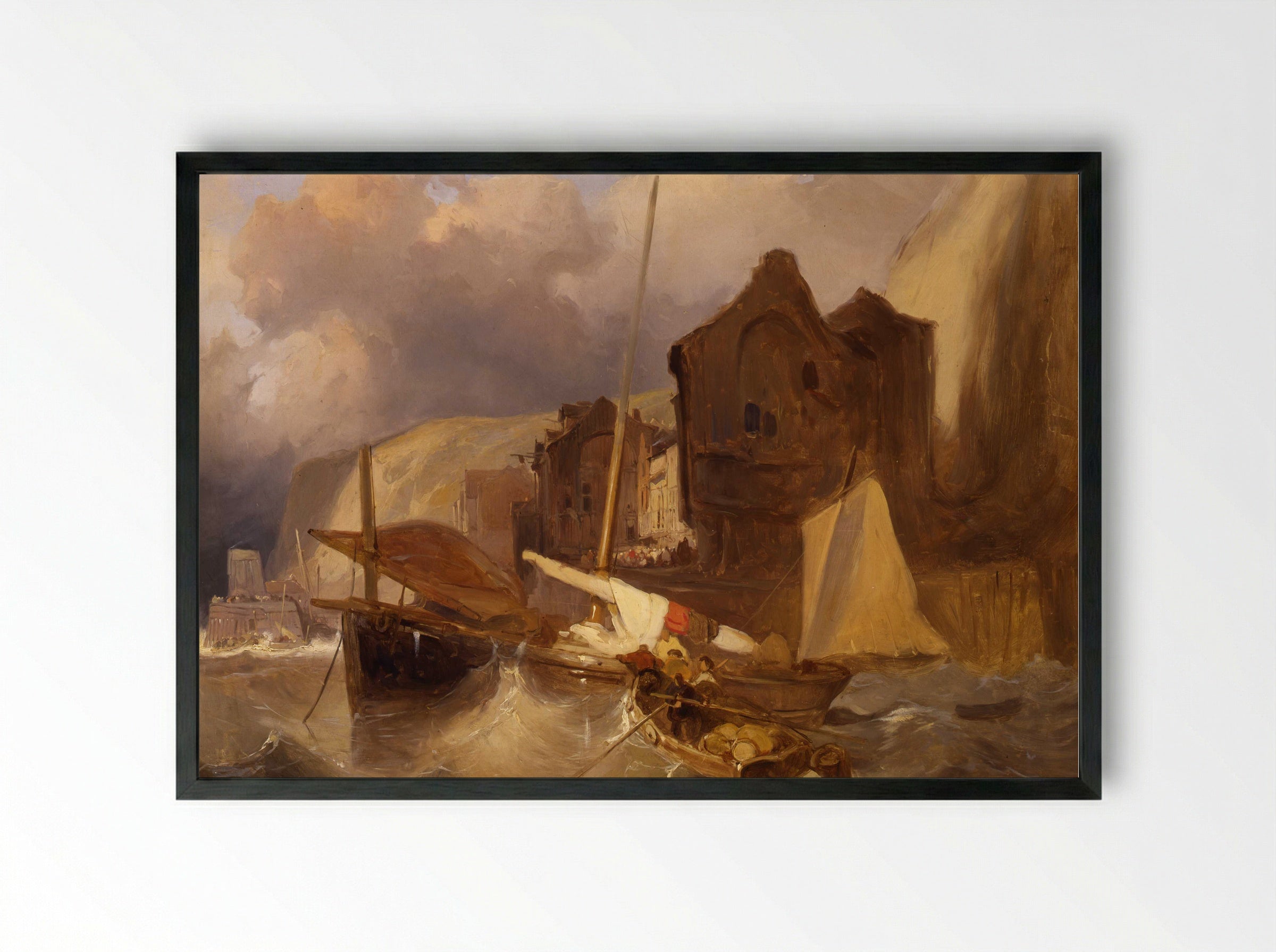 Schepen bij laag water in een Franse haven - Wijnand Nuijen - Framed Print Black