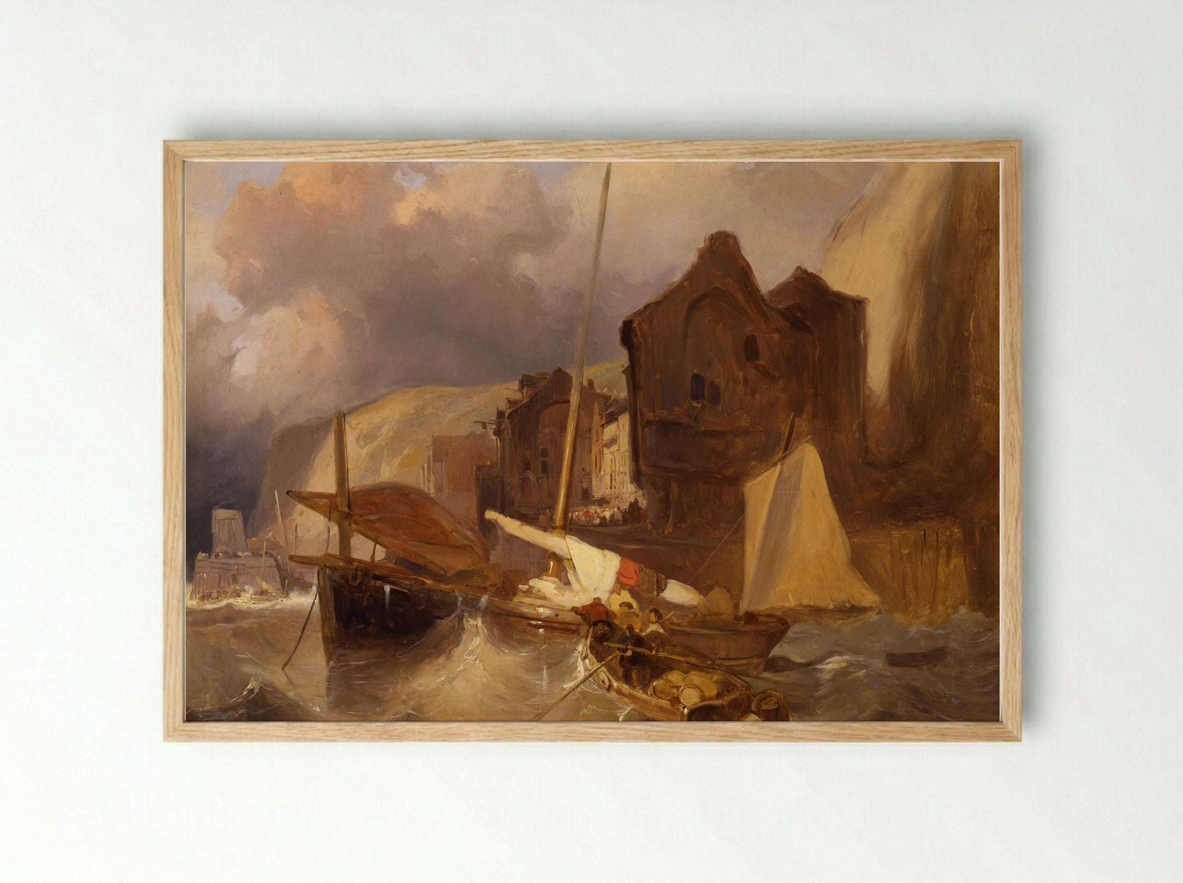 Schepen bij laag water in een Franse haven - Wijnand Nuijen - Framed Print Wood