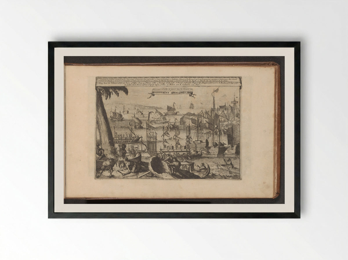 Schepen en speeljachten - Romeyn de Hooghe - Framed Print Black