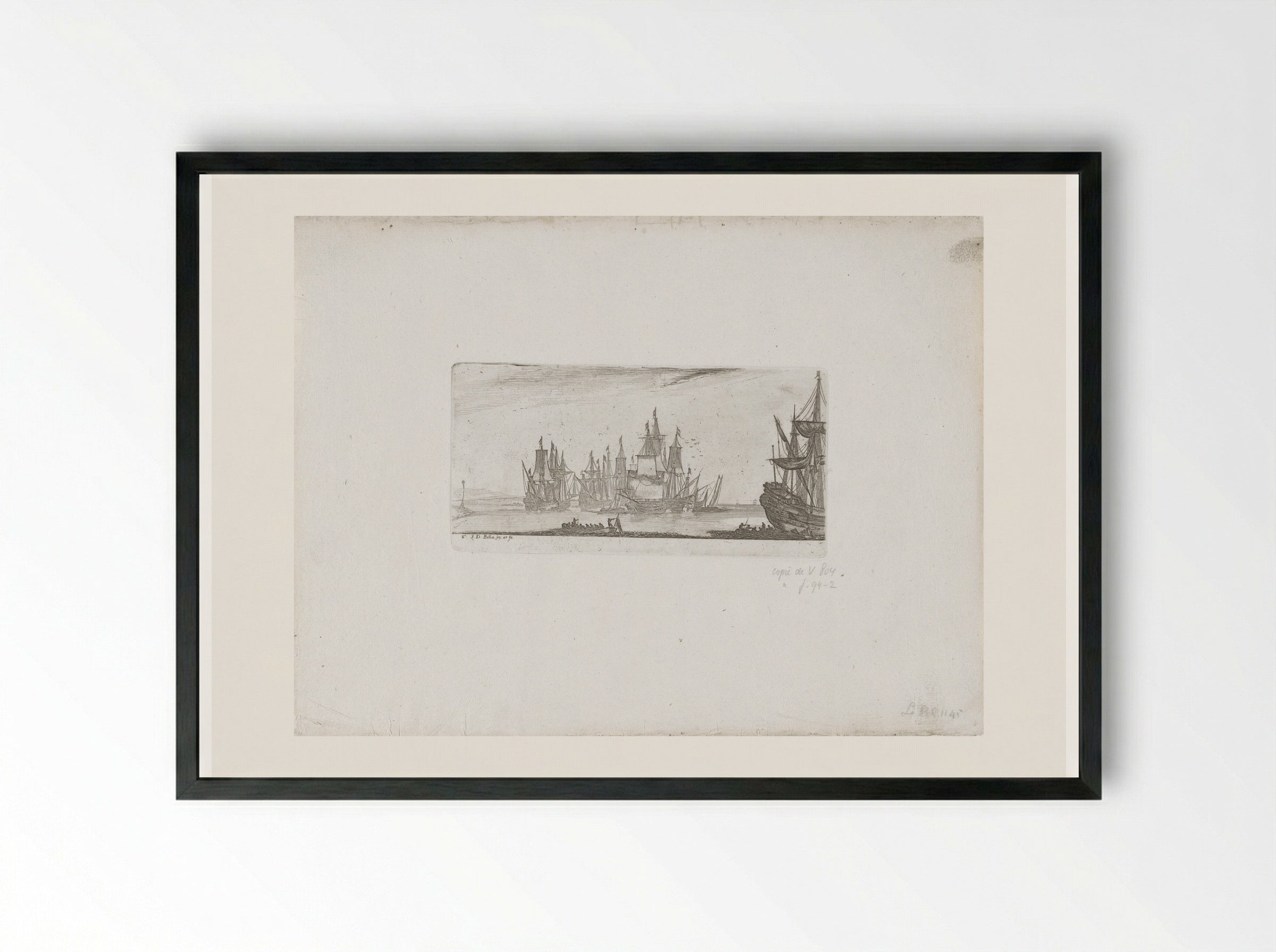 Schepen op de rede - Stefano della Bella - Framed Print Black