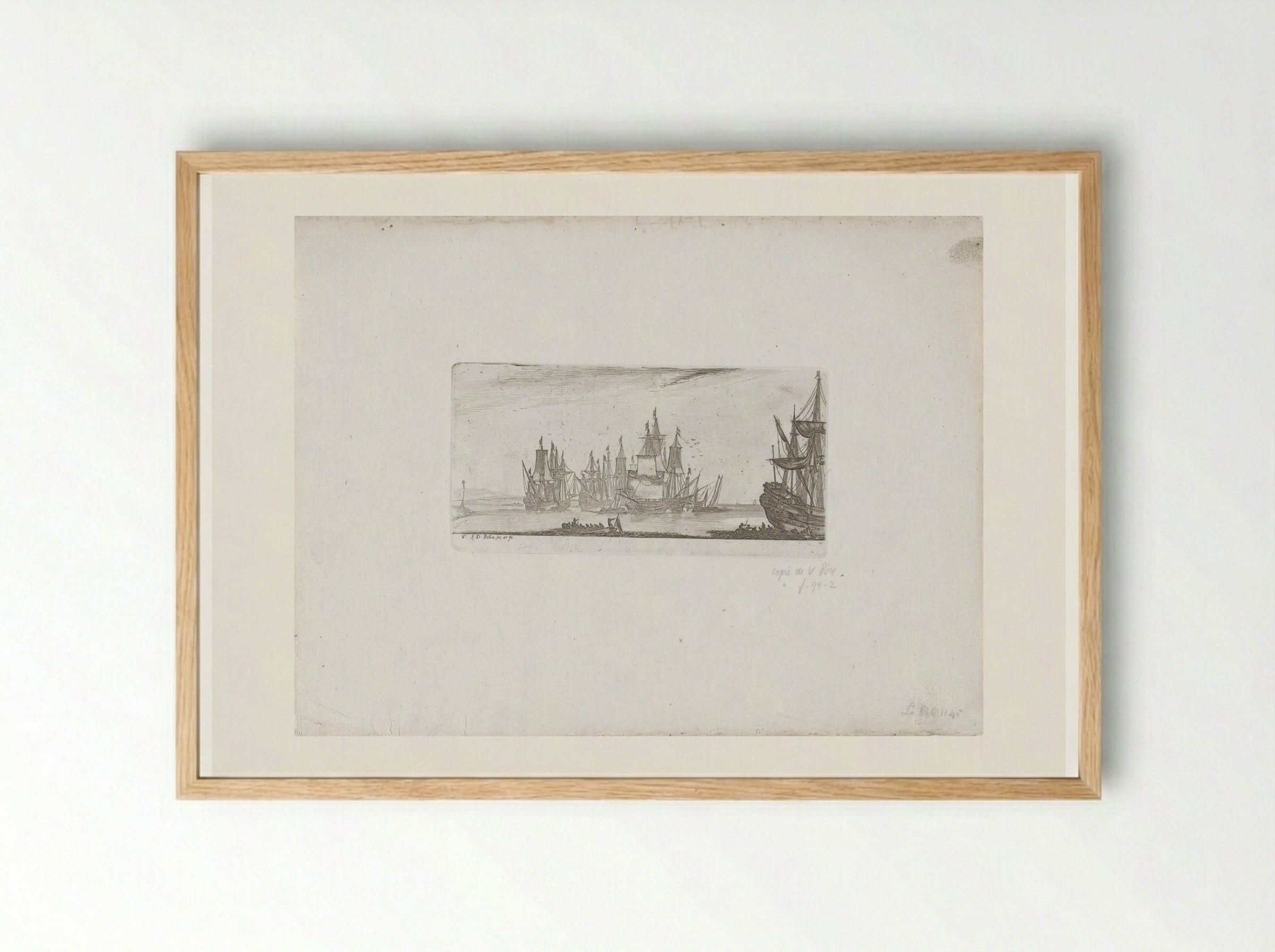 Schepen op de rede - Stefano della Bella - Framed Print Wood