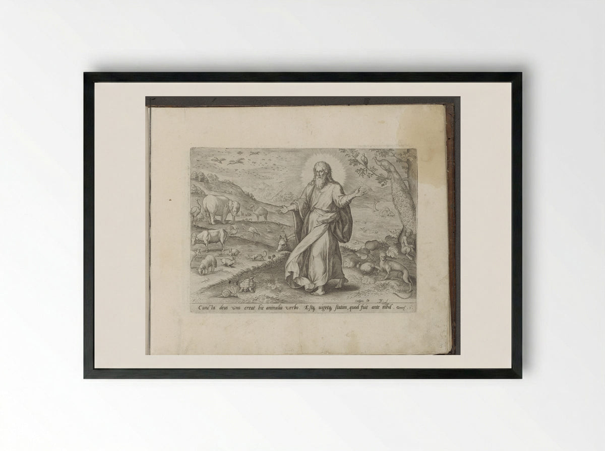 Schepping van de dieren - Gerard de Jode - Framed Print Black