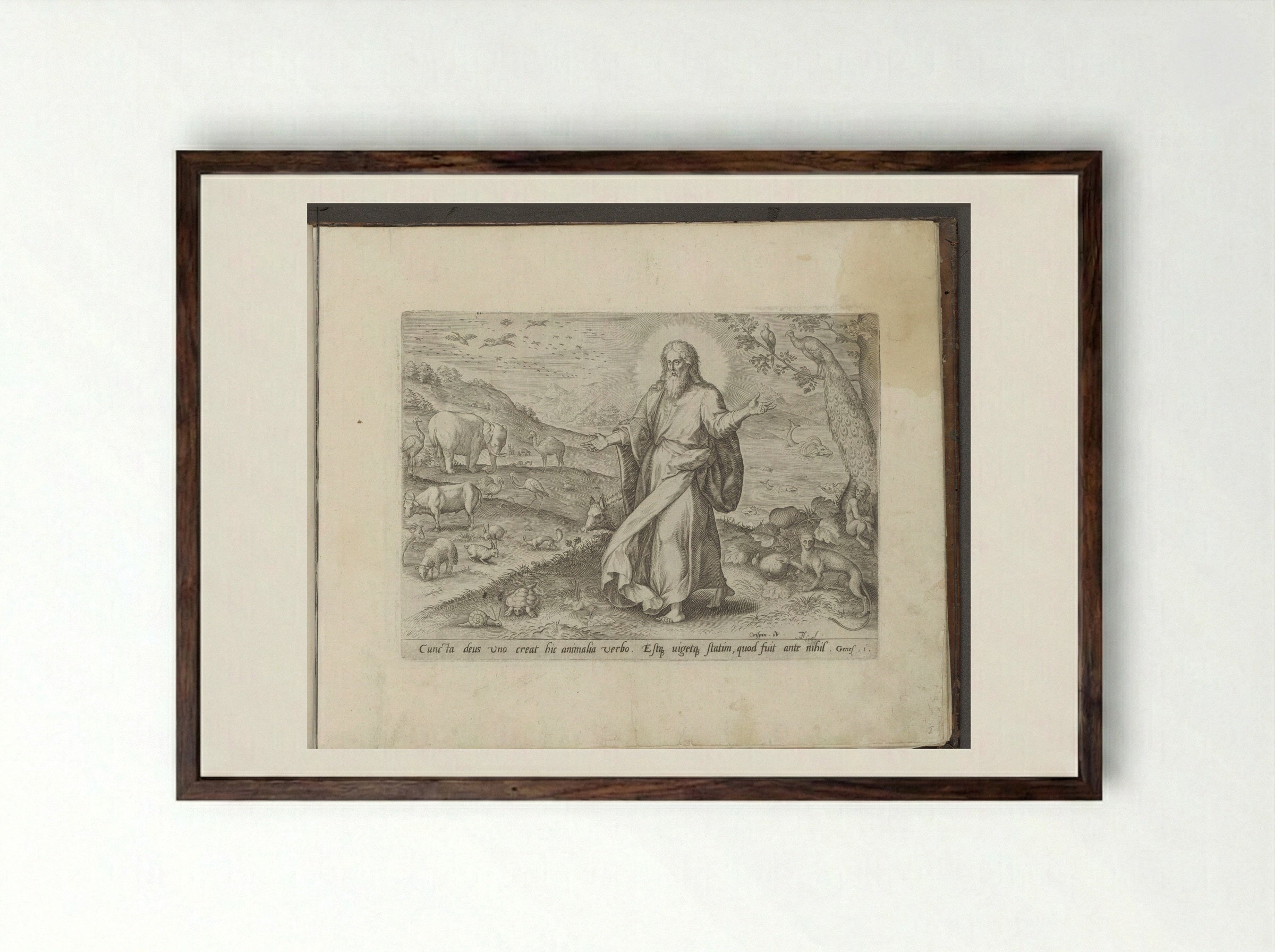 Schepping van de dieren - Gerard de Jode - Framed Print Dark Wood