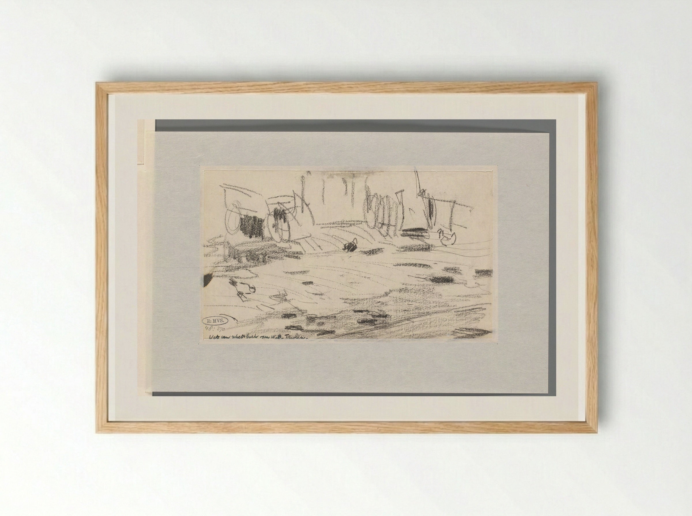 Schets met meeuw (Sketch with Gull) - Willem Bastiaan Tholen - Framed Print Wood