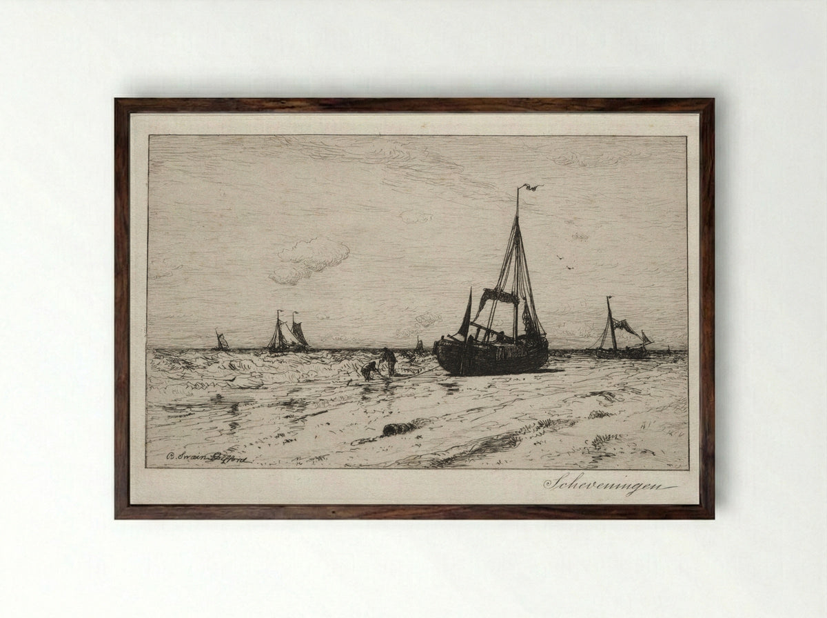 Scheveningen - Robert Swain Gifford - Framed Print Dark Wood