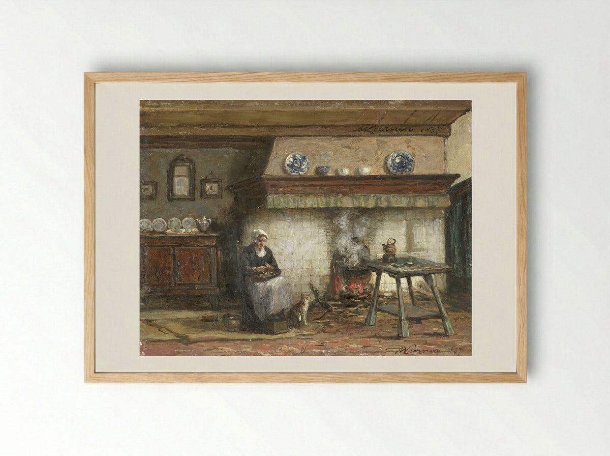 Schevenings binnenhuis - Willem Adriaan Alexander Liernur - Framed Print Wood