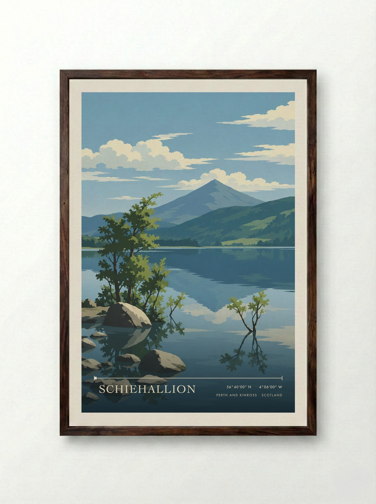 Schiehallion, Perth and Kinross | Travel Poster - Framed Print Dark Wood