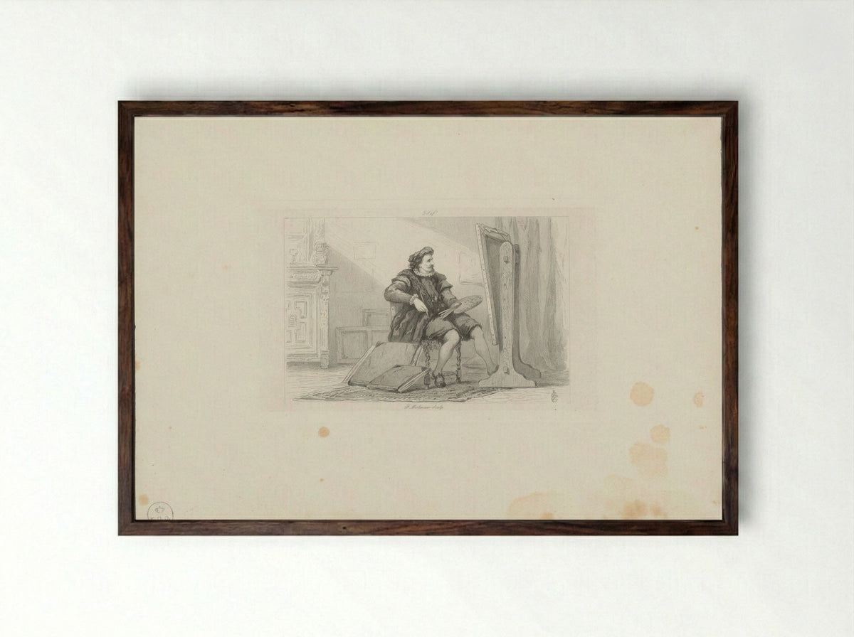 Schilder zittend voor zijn ezel, zestiende eeuw - Frans Molenaar - Framed Print Dark Wood