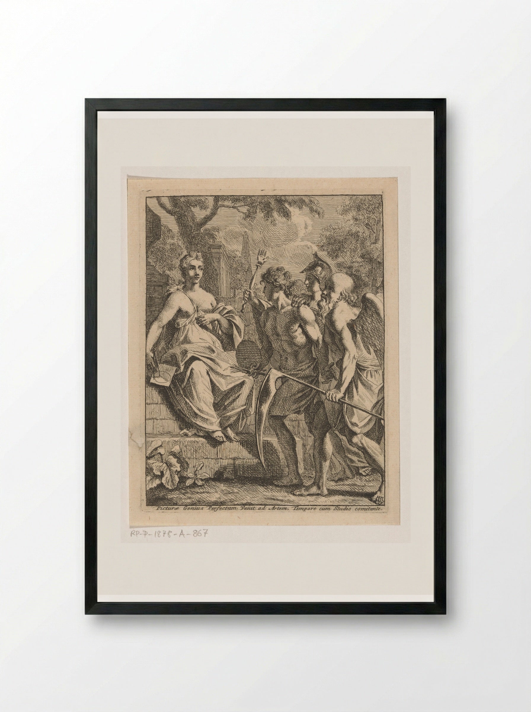 Schilderkunst wordt door Vader Tijd naar de Volmaaktheid gebracht - Louis Fabritius Dubourg - Framed Print Black