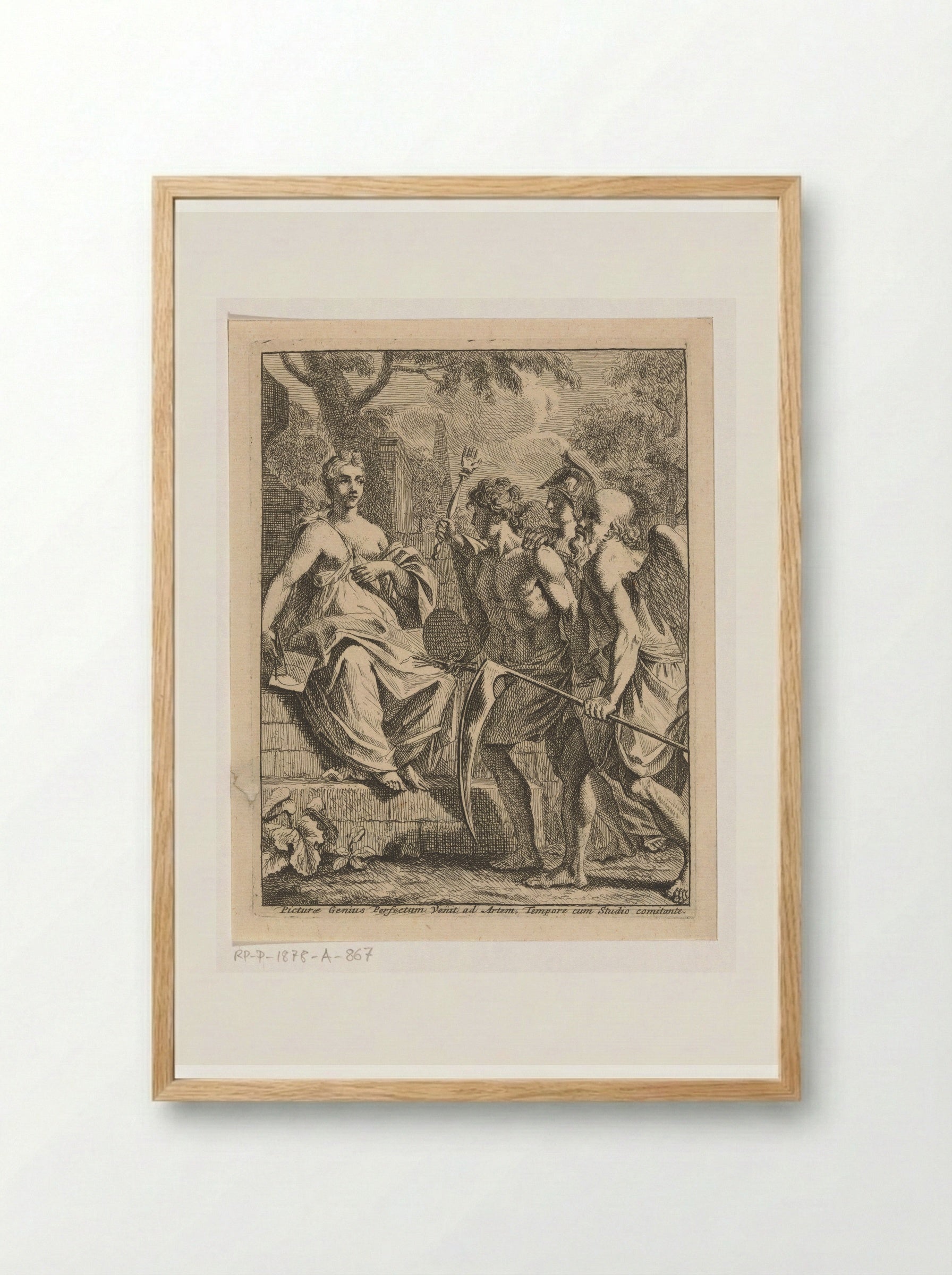 Schilderkunst wordt door Vader Tijd naar de Volmaaktheid gebracht - Louis Fabritius Dubourg - Framed Print Wood