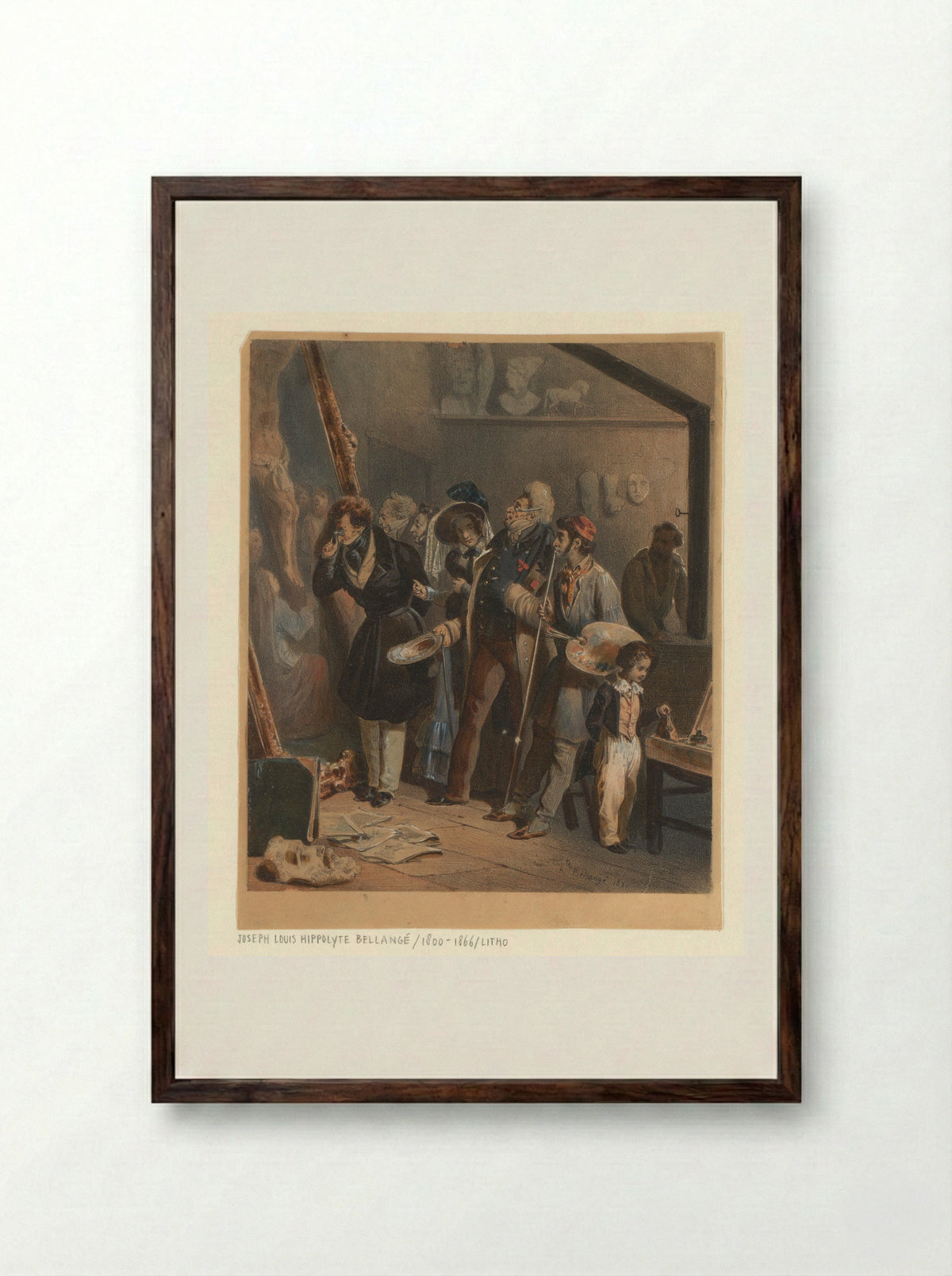 Schildersatelier met bezoekers - Hippolyte Bellangé - Framed Print Dark Wood