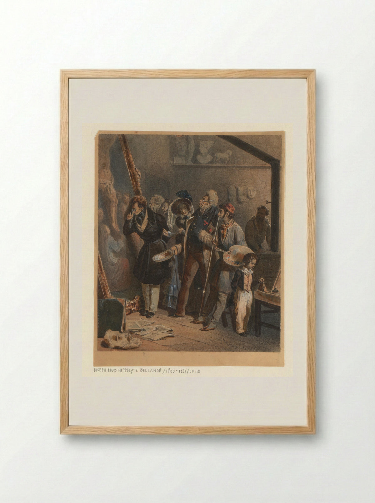 Schildersatelier met bezoekers - Hippolyte Bellangé - Framed Print Wood