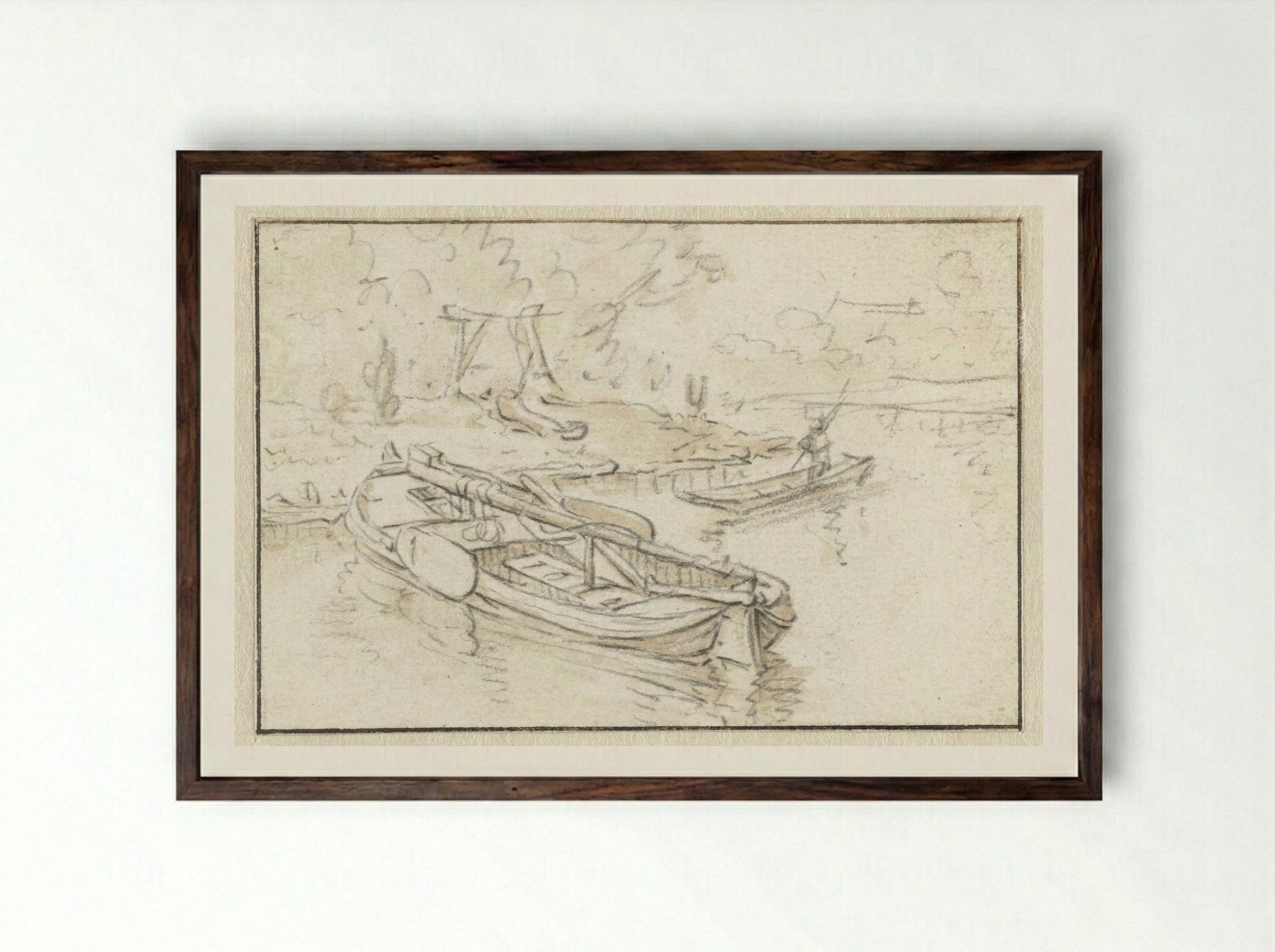 Schip bij een scheepstimmerwerf - Herman Saftleven - Framed Print Dark Wood