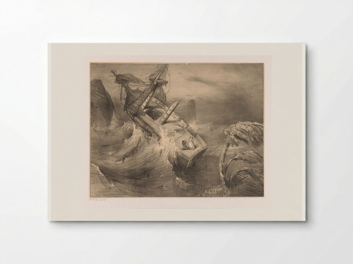Schip in nood bij hevige storm - Charles Rochussen - Poster
