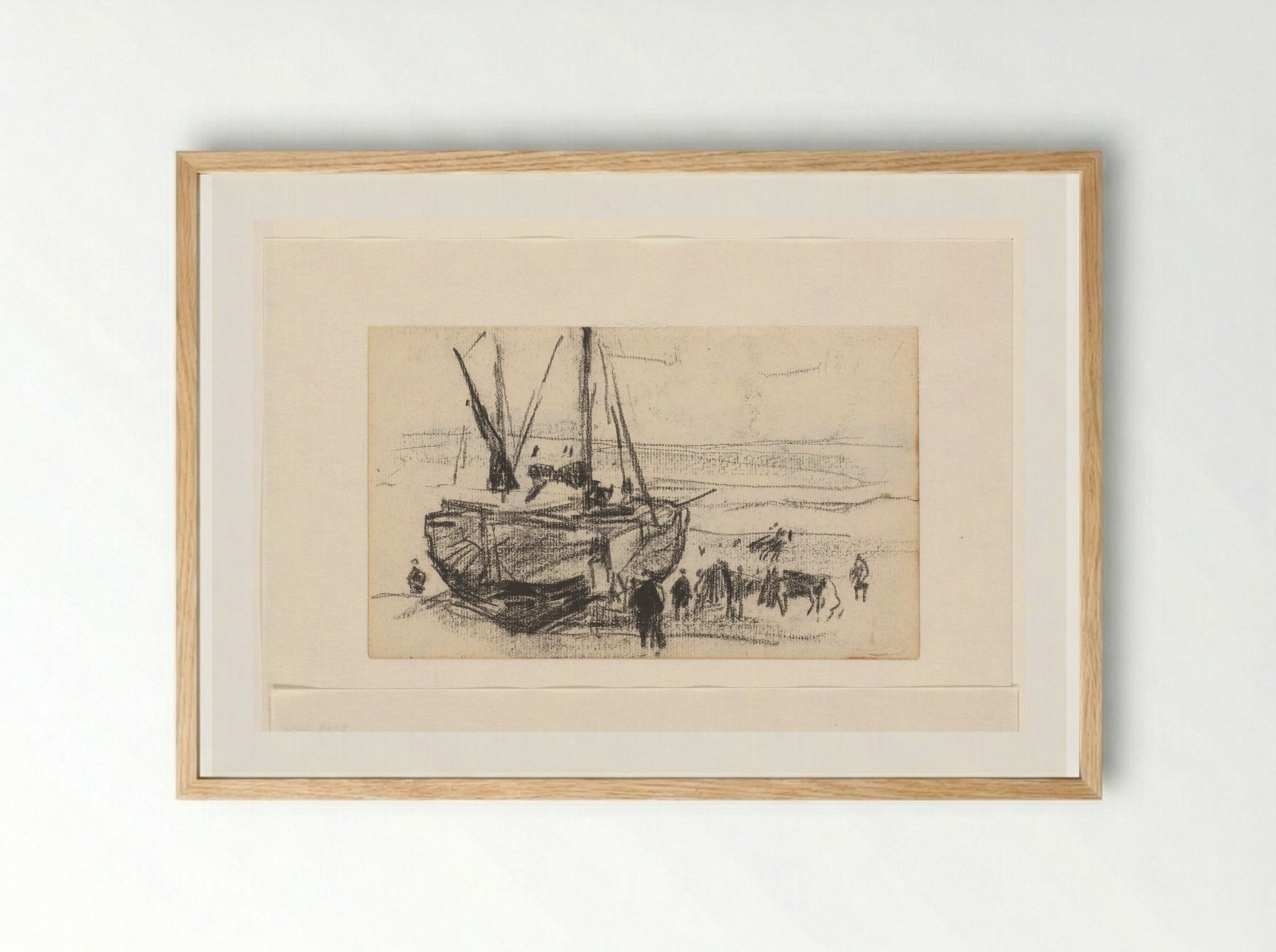 Schip op het strand - Willem Bastiaan Tholen - Framed Print Wood