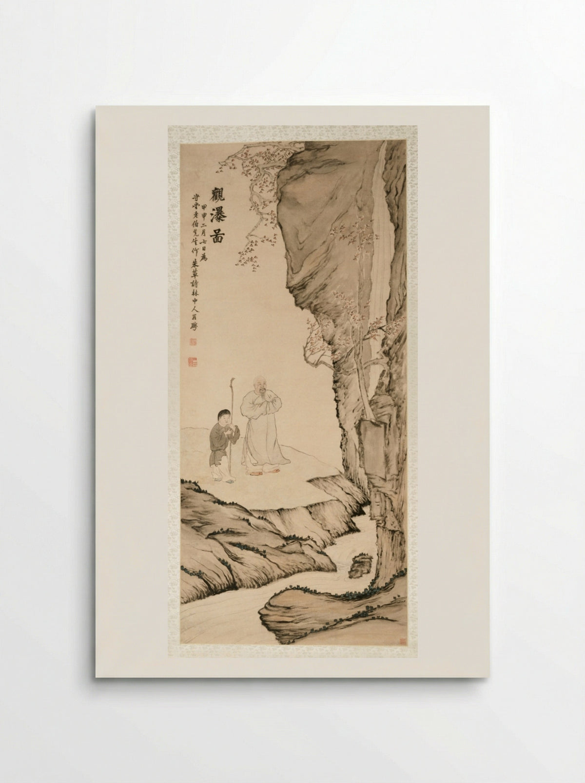 Scholar Watching the Waterfall - Luo Ping - Poster