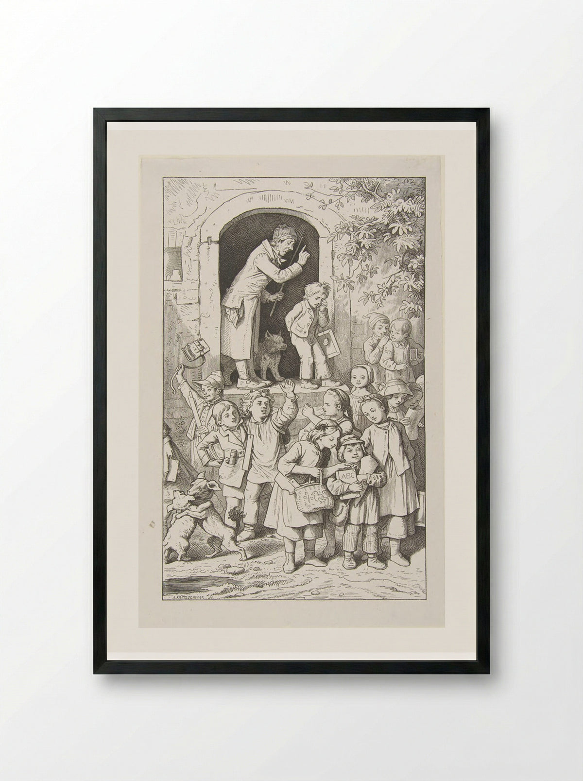 School is Out - Adrian Ludwig Richter - Framed Print Black