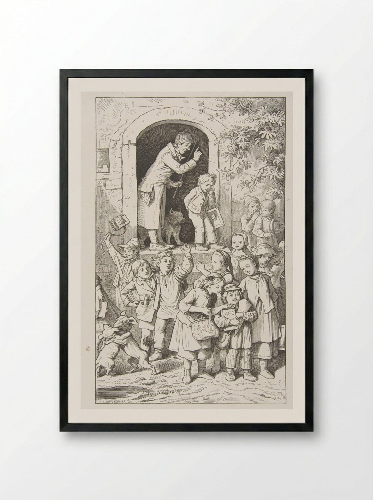 School is Out - Adrian Ludwig Richter - Framed Print Black