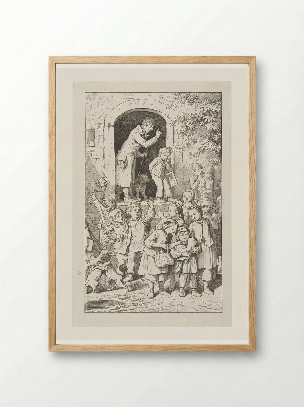 School is Out - Adrian Ludwig Richter - Framed Print Wood