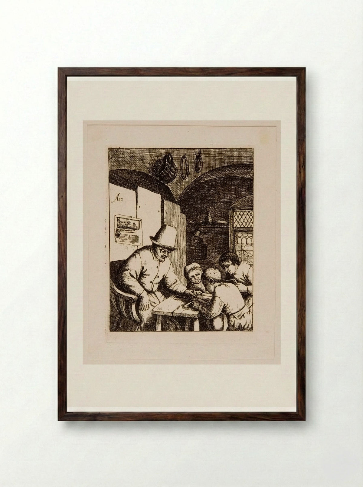 School (second plate) - David Deuchar - Framed Print Dark Wood