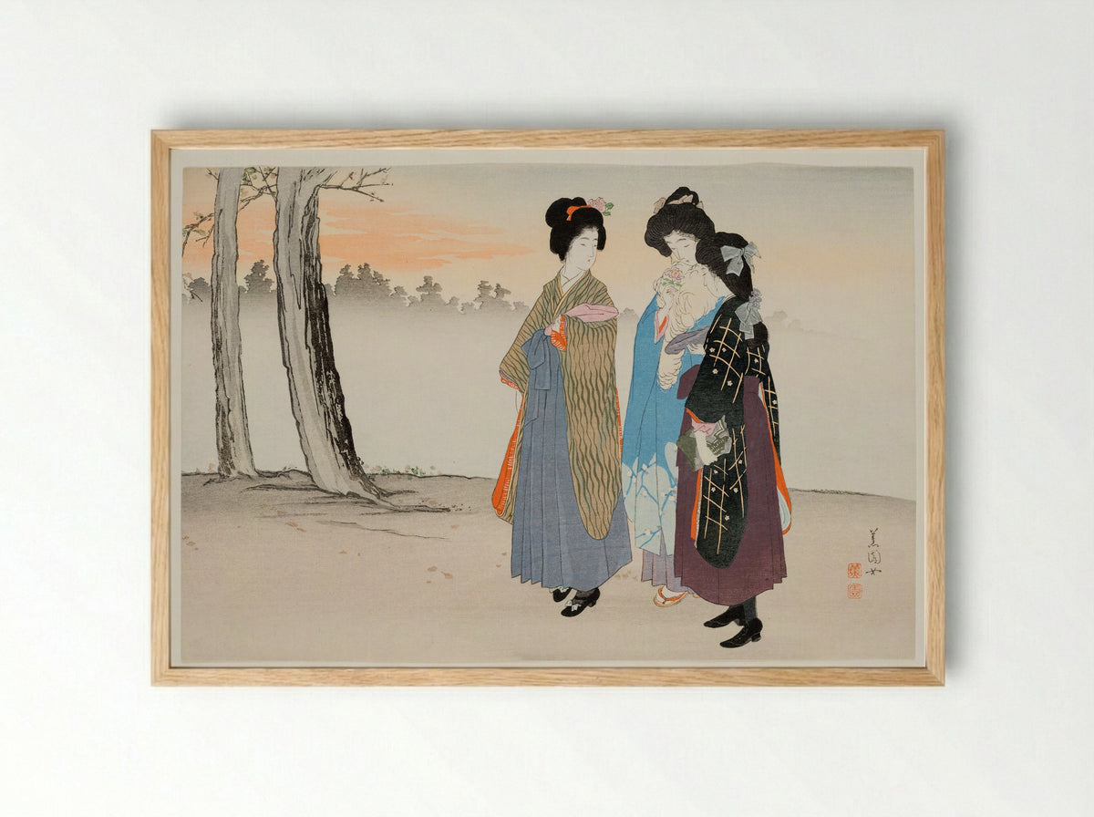 Schoolgirls Homeward Bound - Ikeda Shōen - Framed Print Wood