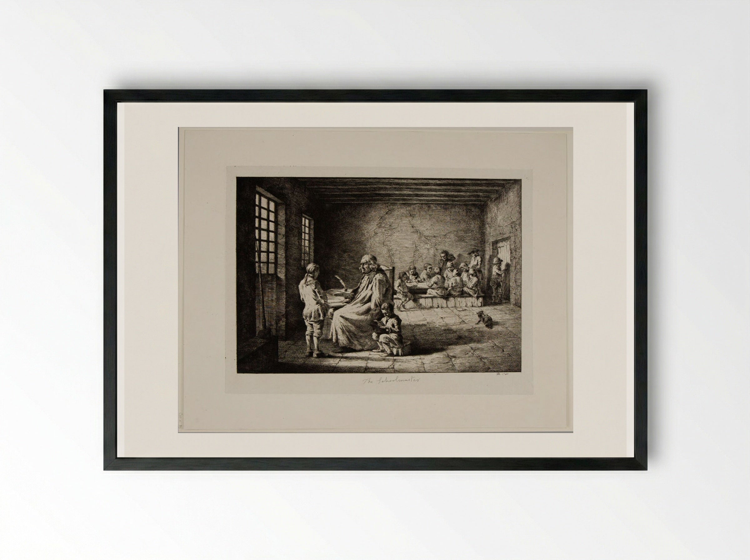 Schoolmaster Reprimanding a Boy - Jean-Jacques de Boissieu - Framed Print Black