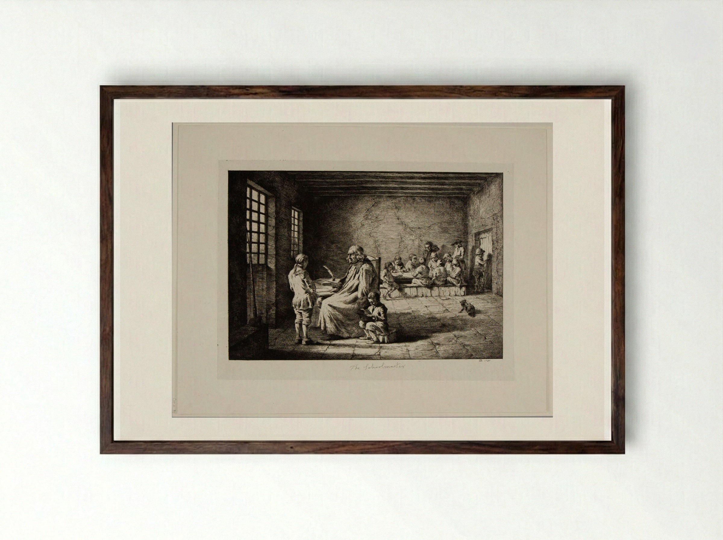 Schoolmaster Reprimanding a Boy - Jean-Jacques de Boissieu - Framed Print Dark Wood