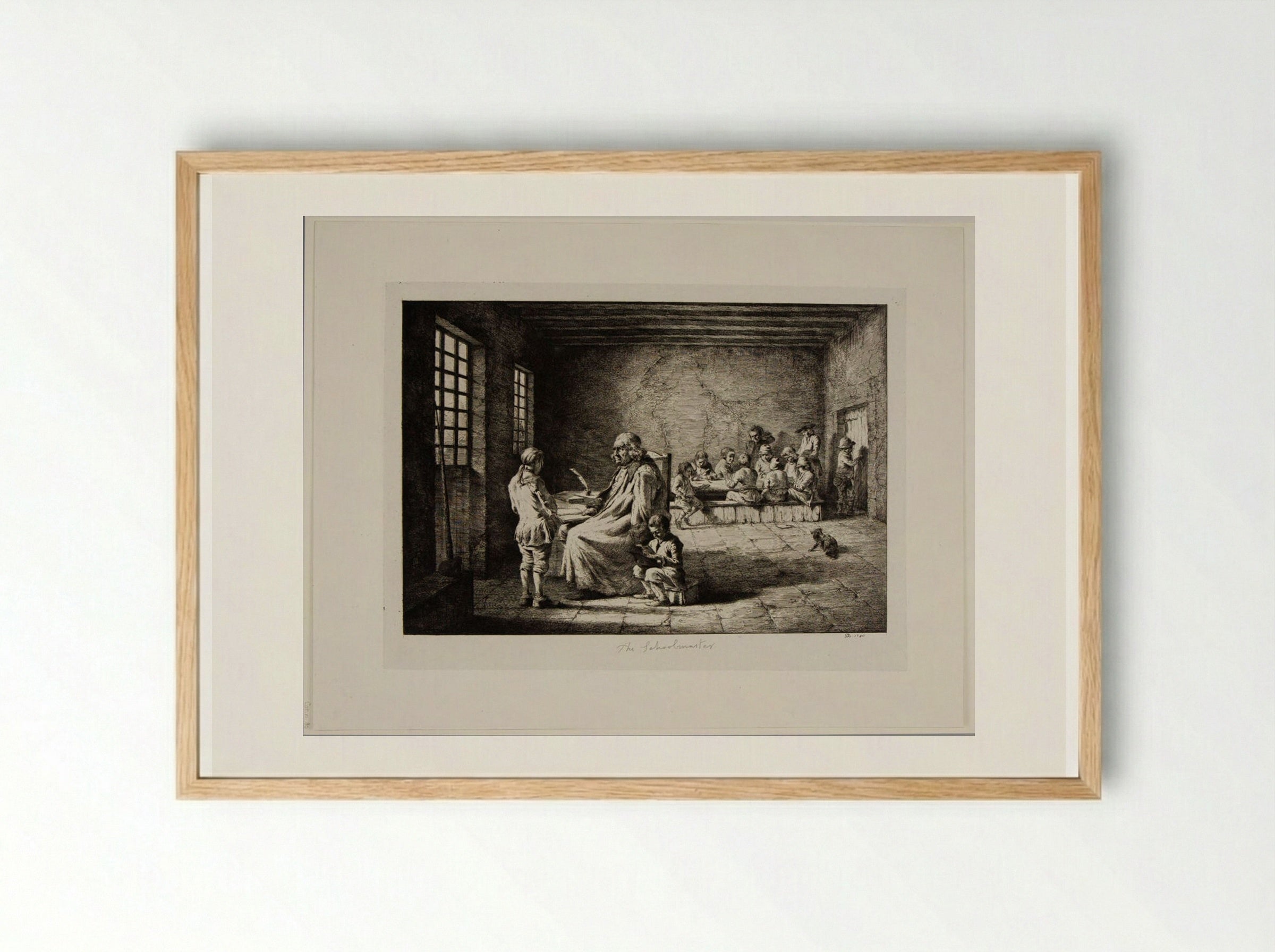 Schoolmaster Reprimanding a Boy - Jean-Jacques de Boissieu - Framed Print Wood