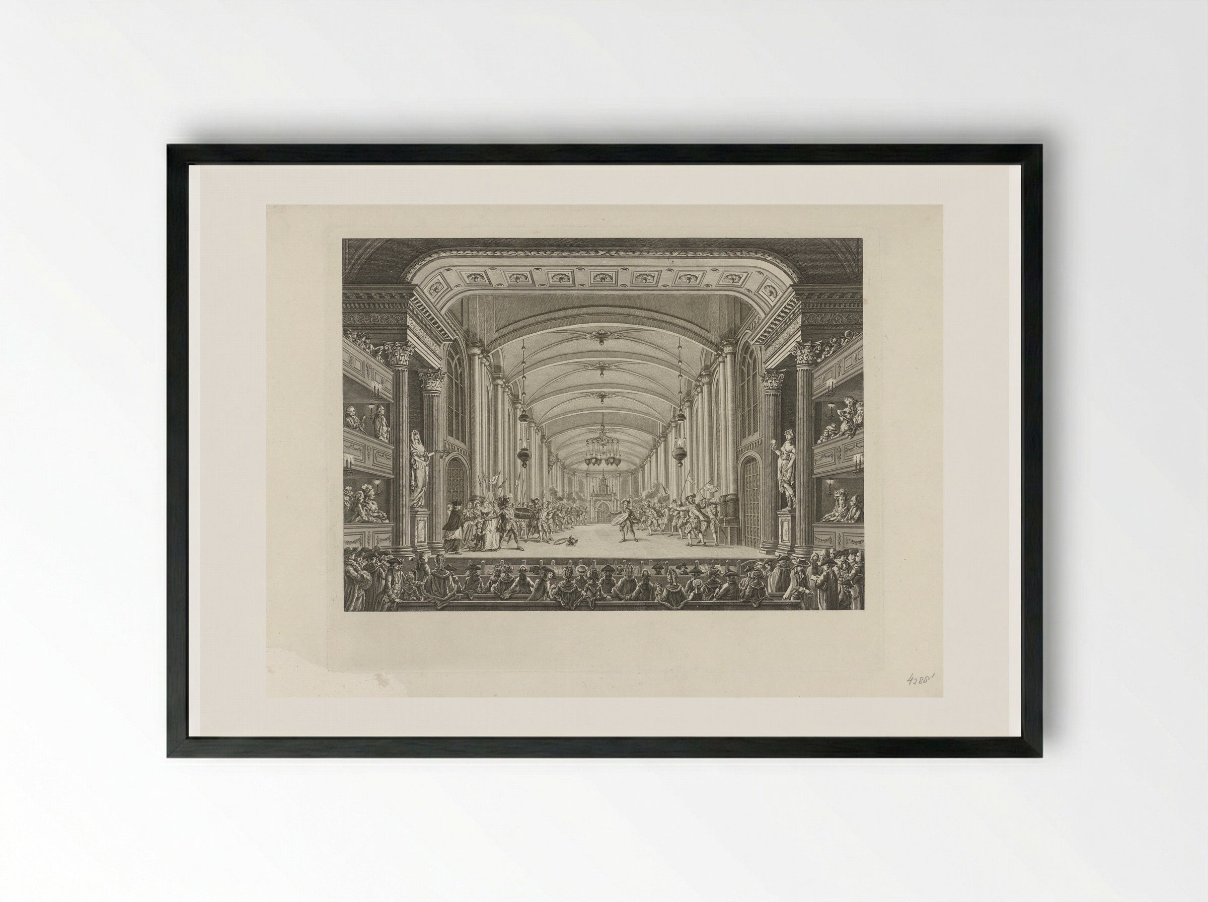 Schouwburg met toneeldecor: De Abdy-kerk - Cornelis Brouwer - Framed Print Black