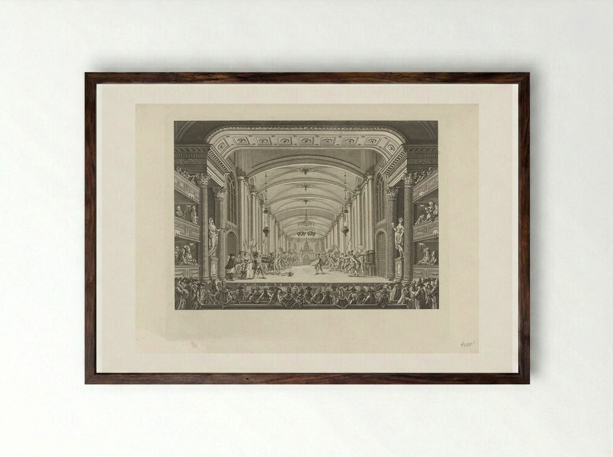 Schouwburg met toneeldecor: De Abdy-kerk - Cornelis Brouwer - Framed Print Dark Wood