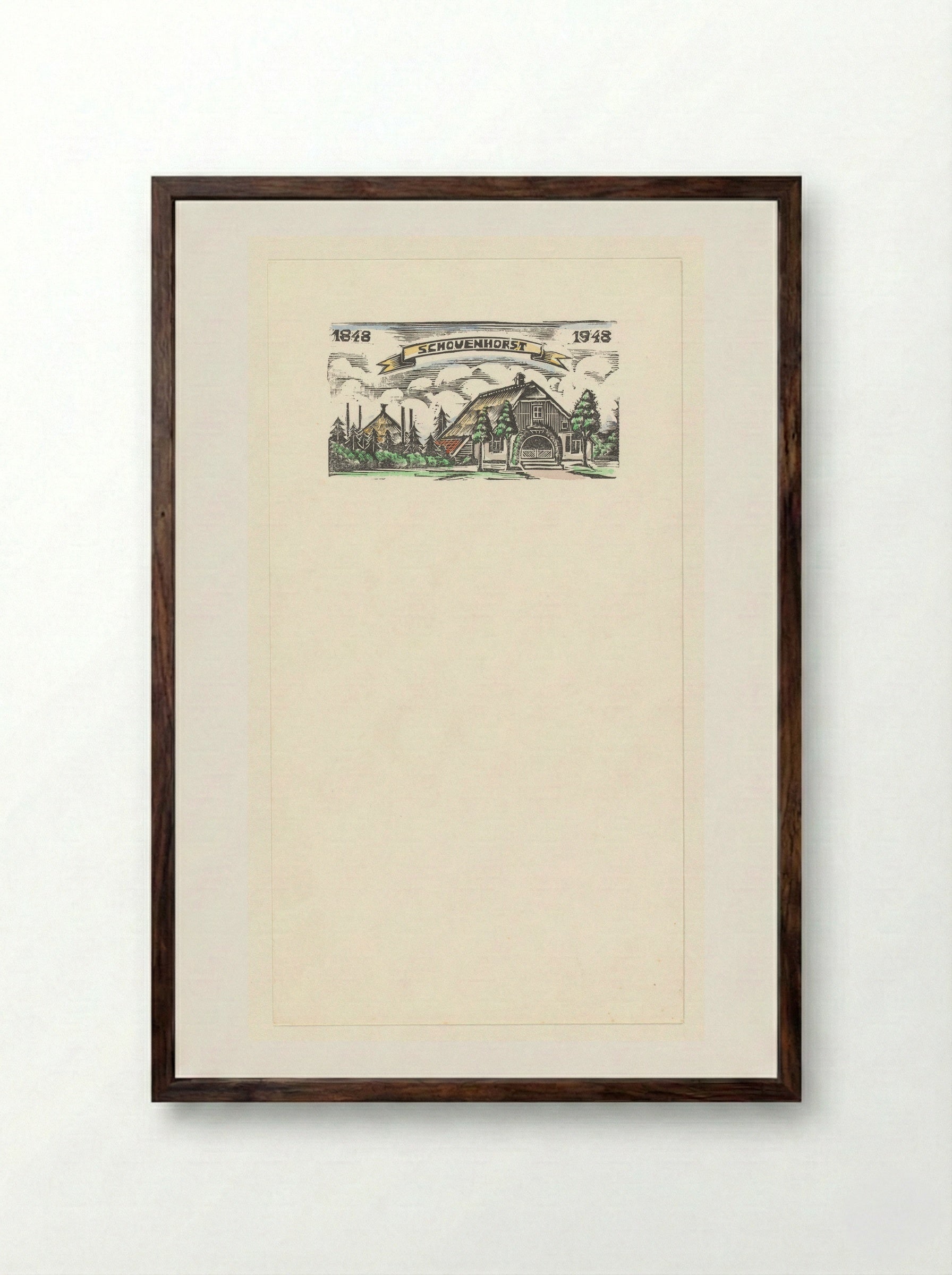 Schovenhorst (Commemorative Illustration) - Jo Bezaan - Framed Print Dark Wood
