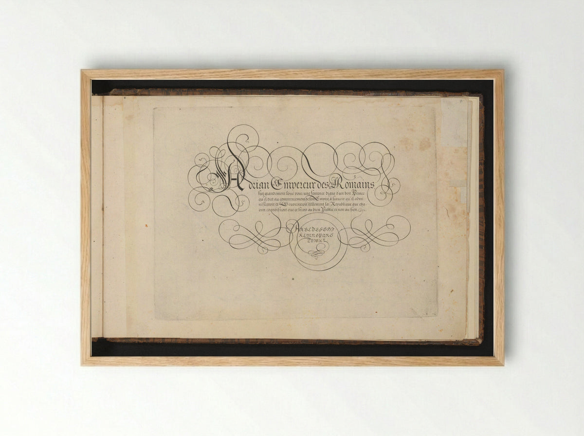 Schrijfvoorbeeld: Adrian Empereur des Romains - Cornelis Dircksz. Boissens - Framed Print Wood