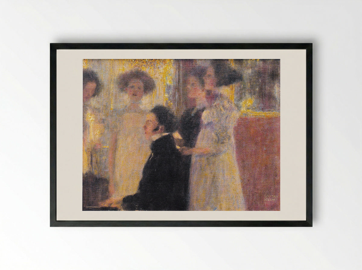 Schubert at the Piano I - Gustav Klimt - Framed Print Black