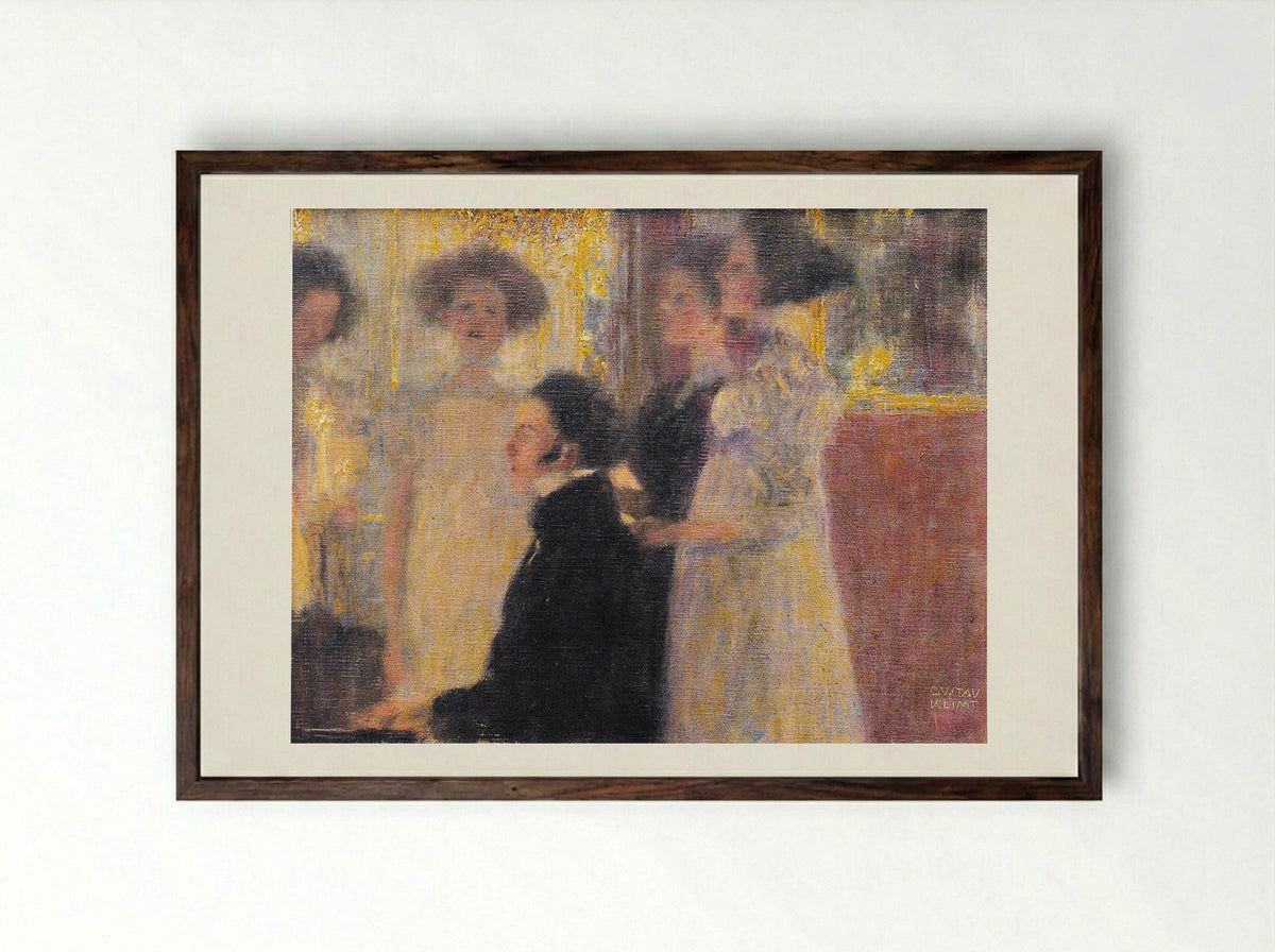 Schubert at the Piano I - Gustav Klimt - Framed Print Dark Wood