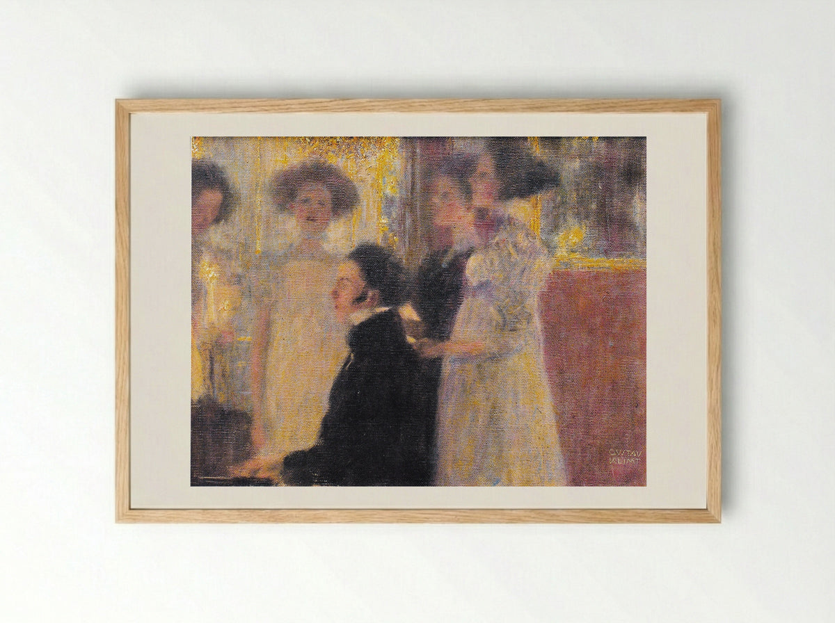 Schubert at the Piano I - Gustav Klimt - Framed Print Wood