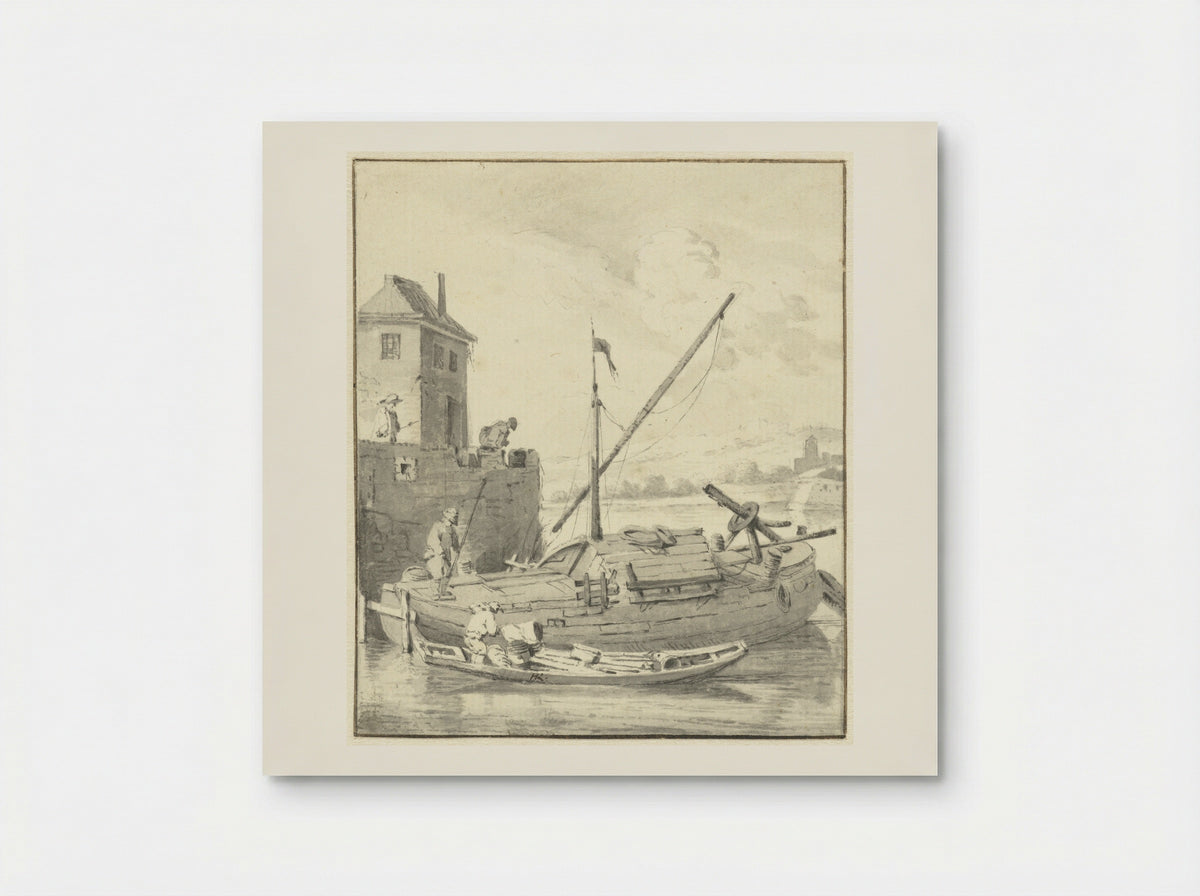 Schuit bij een stadsmuur - Hendrik Rietschoof - Poster