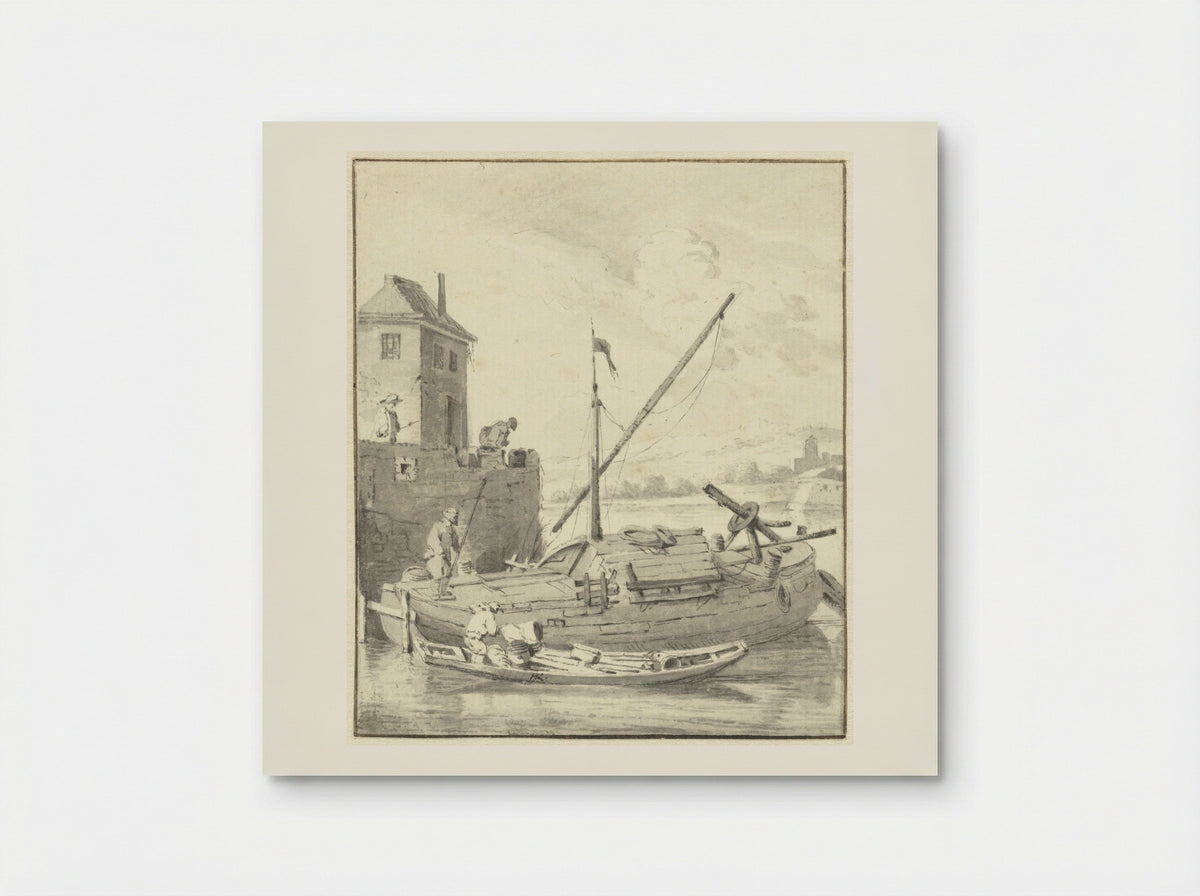 Schuit bij een stadsmuur - Hendrik Rietschoof - Poster